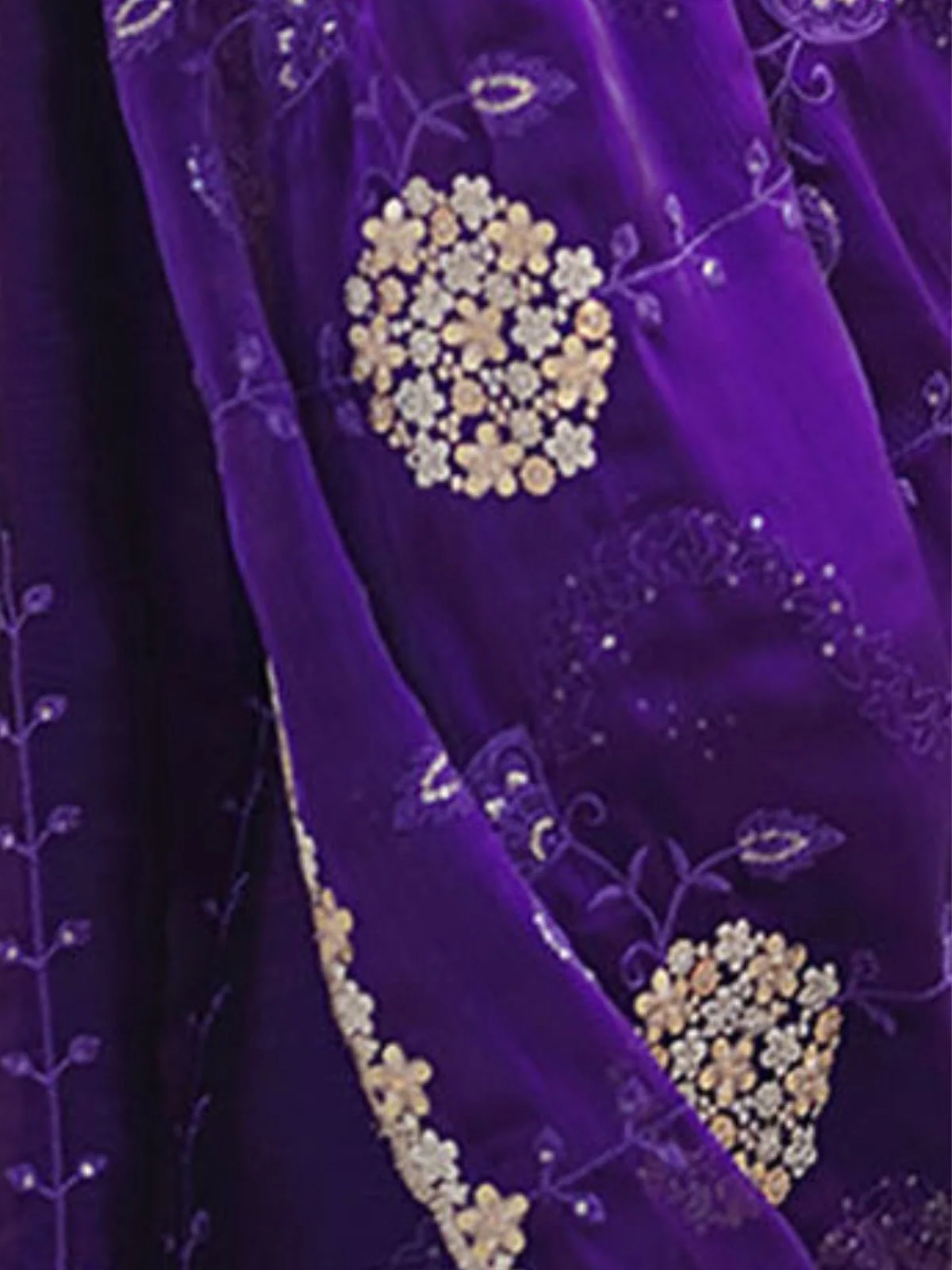 Odette Violet Chiffon Embroidered Elegant Saree For Women - Image 6
