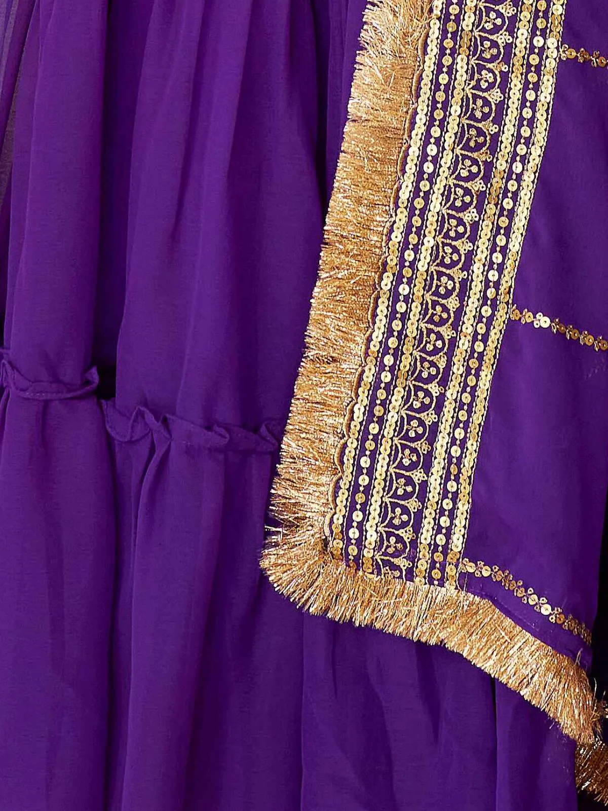 Odette Purple Georgette Embroidered Stitched Gown For Women - Image 6