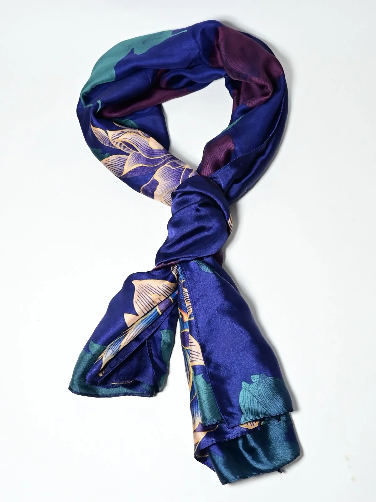 Odette Violet Printed Satin Scarf For Women - Image 3