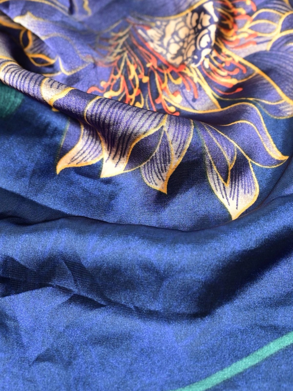 Odette Violet Printed Satin Scarf For Women - Image 6