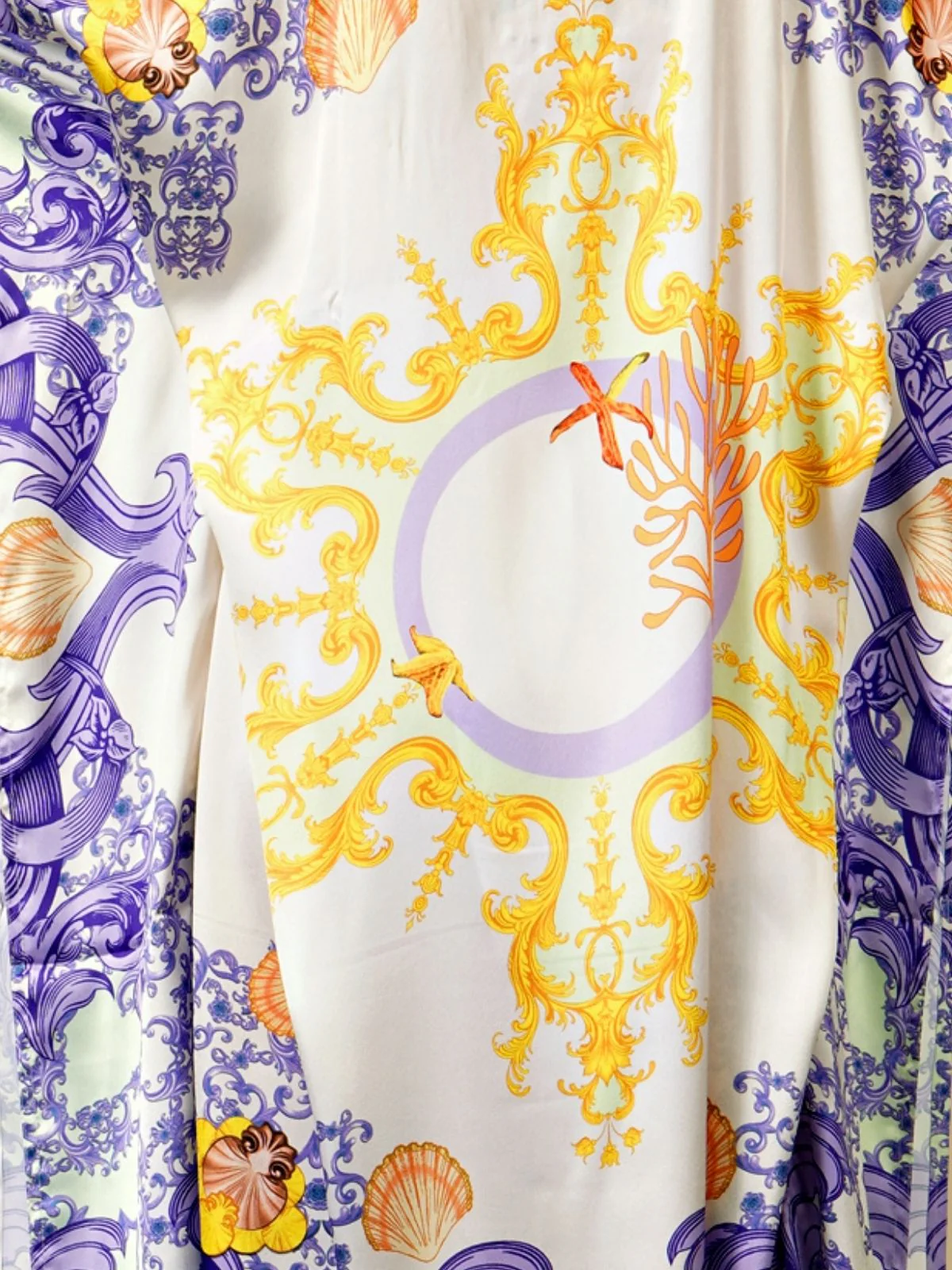 Odette Violet Satin Printed Kaftan For Women - Image 5