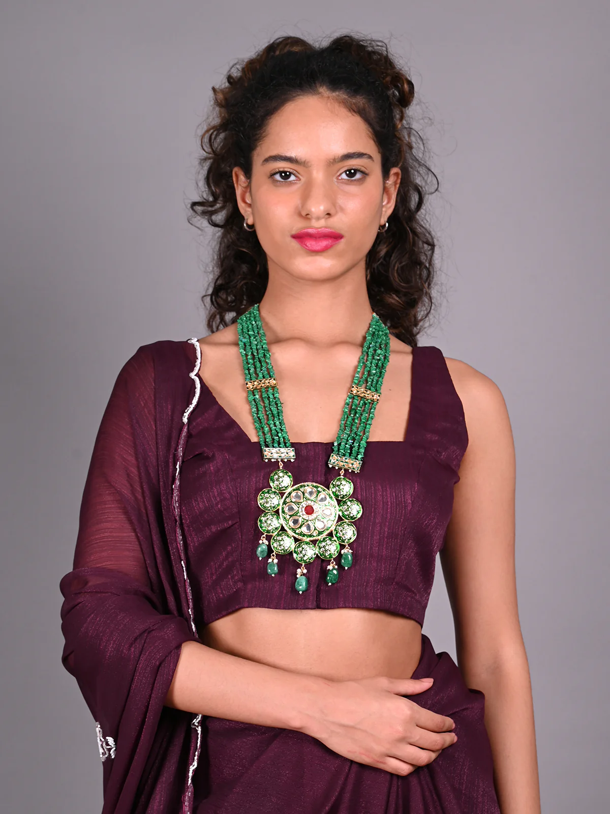 Odette Violet Silk Blend Embroidered Saree For Women - Image 4