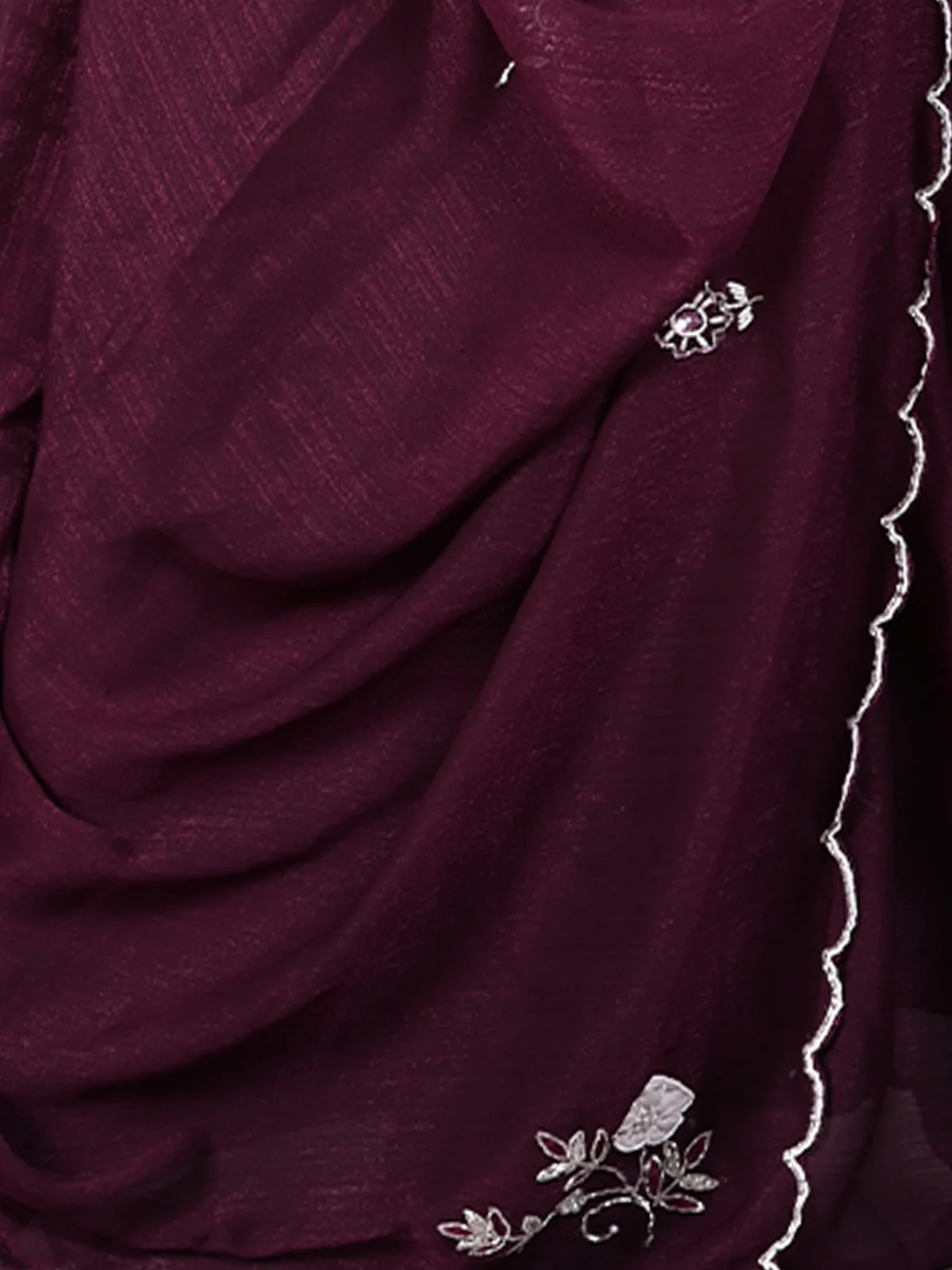 Odette Violet Silk Blend Embroidered Saree For Women - Image 5