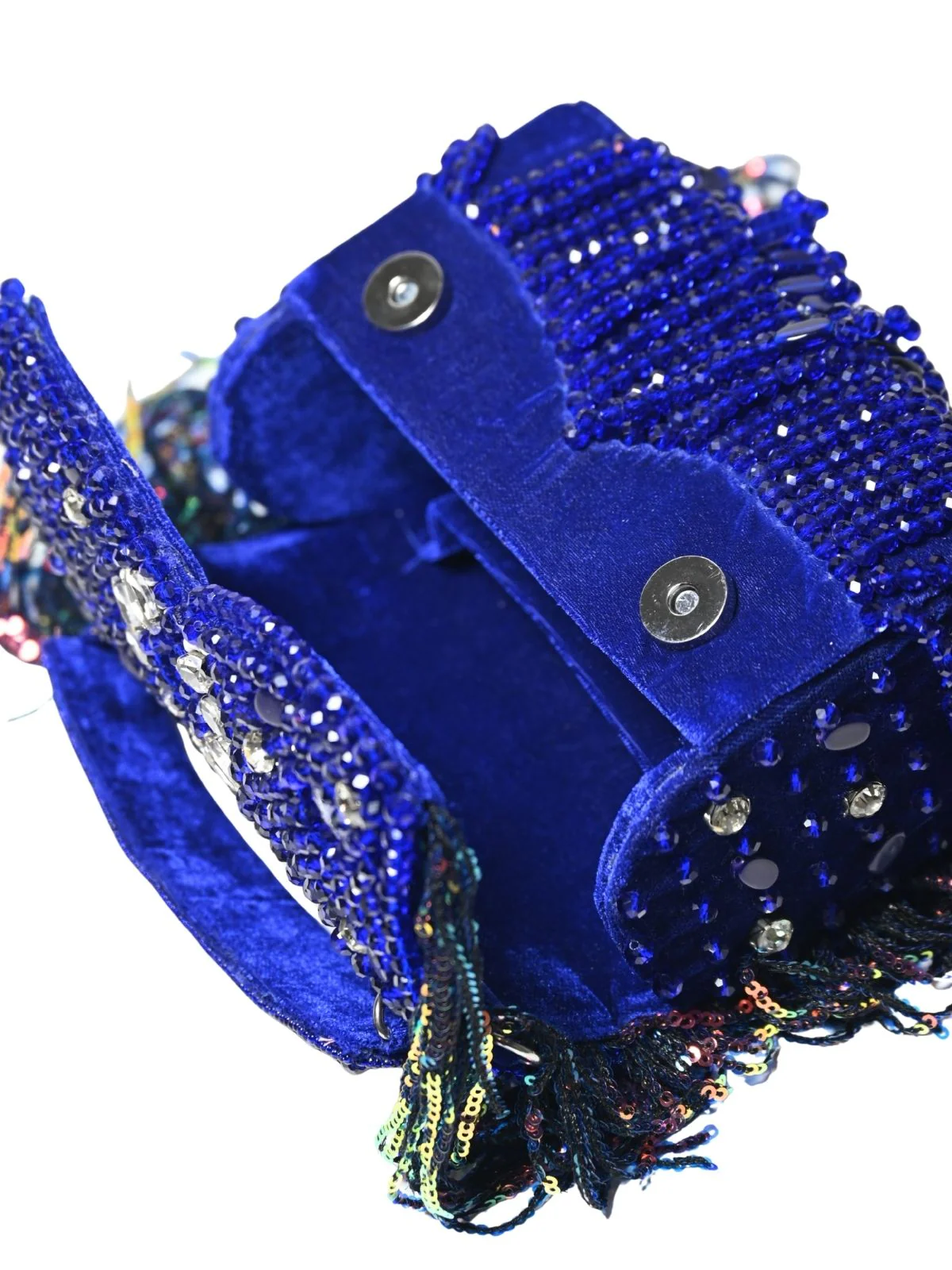 Odette Violet Suede Embellished Clutch For Women - Image 7