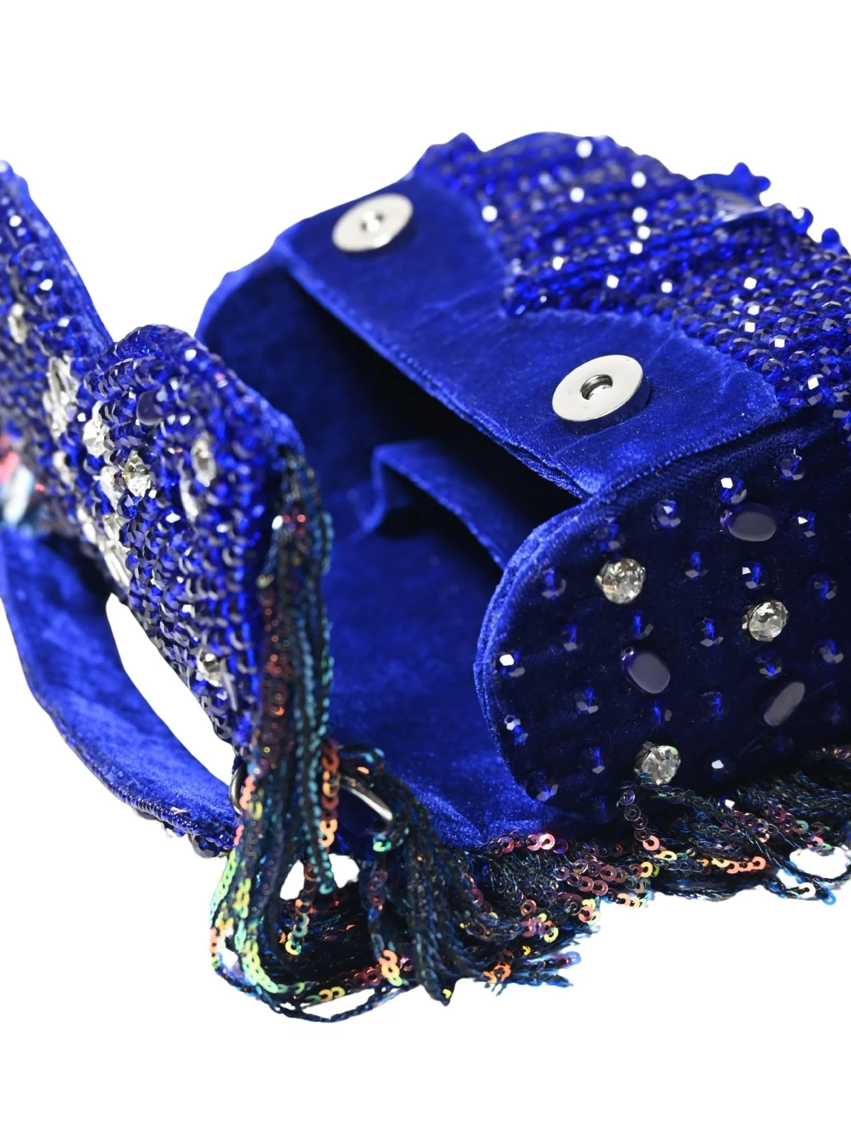 Odette Violet Suede Embellished Clutch For Women - Image 8
