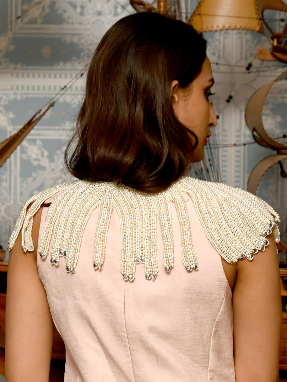Odette White All Beads Cape for Women - Image 3