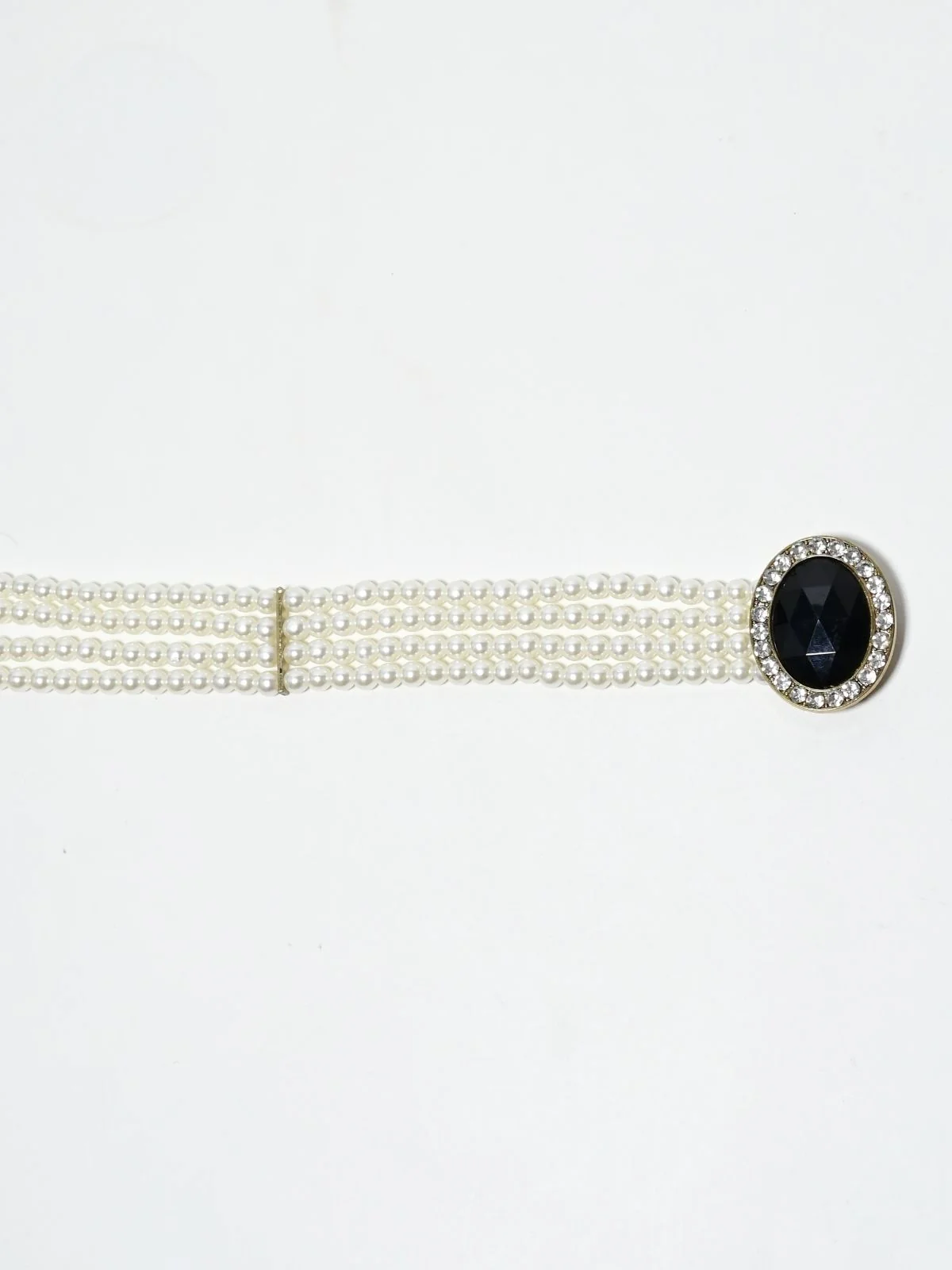 Odette White Alloy Beaded Pearl Belt For Women - Image 5