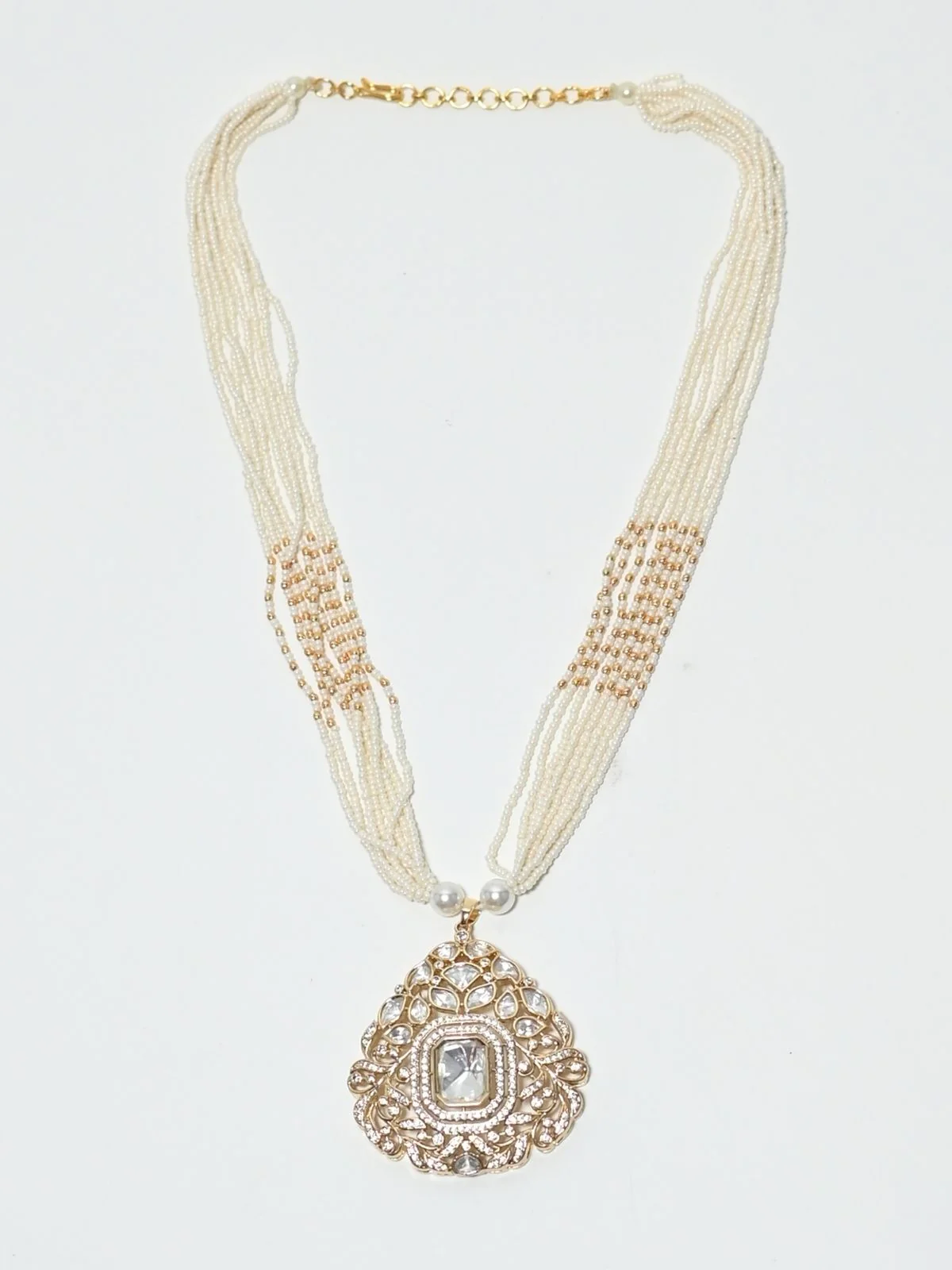 Odette White Alloy Beaded Pearl Jewellery Set For Women - Image 4