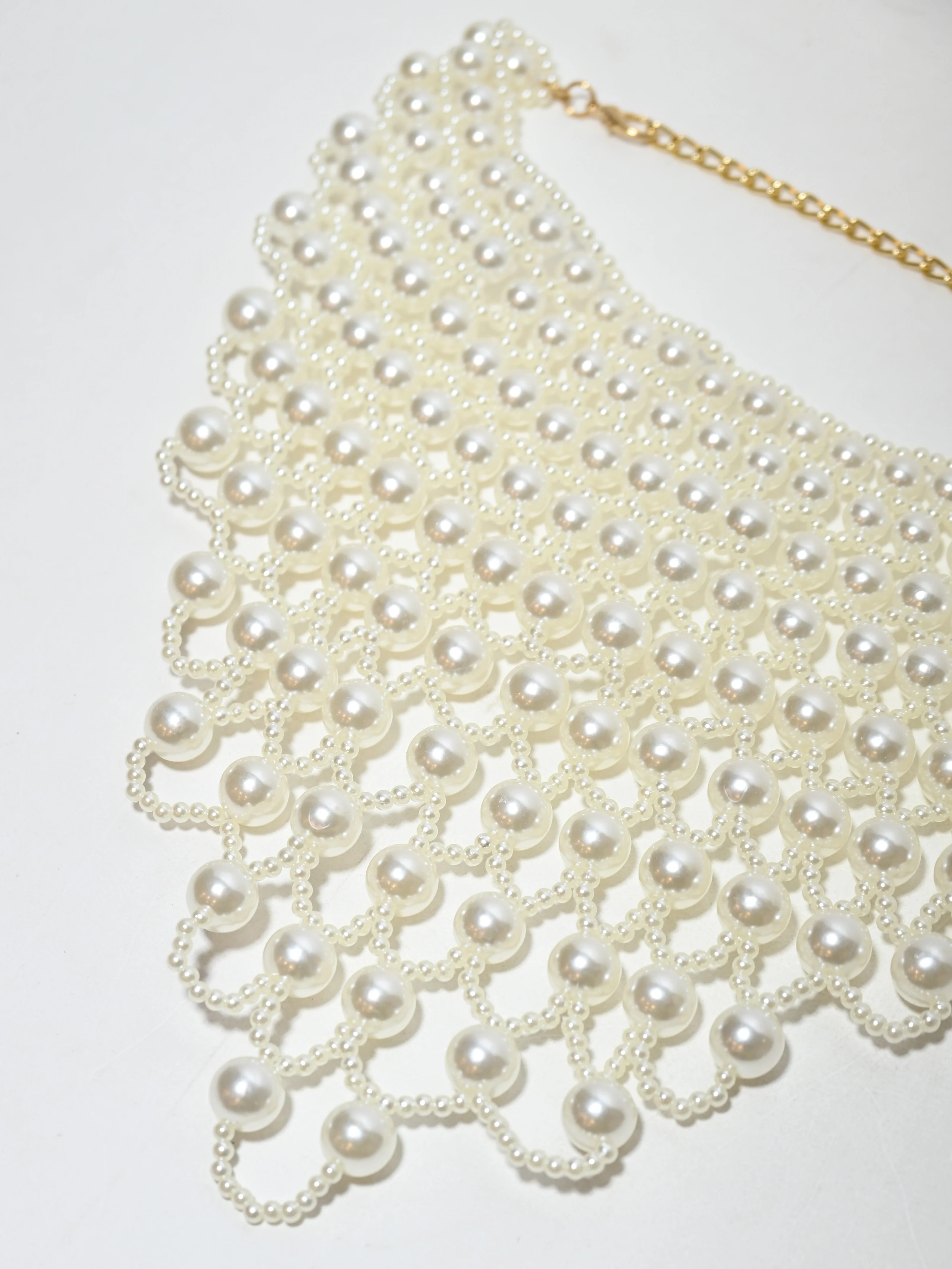 Odette White Alloy Beaded Pearl Neckpiece For Women - Image 3