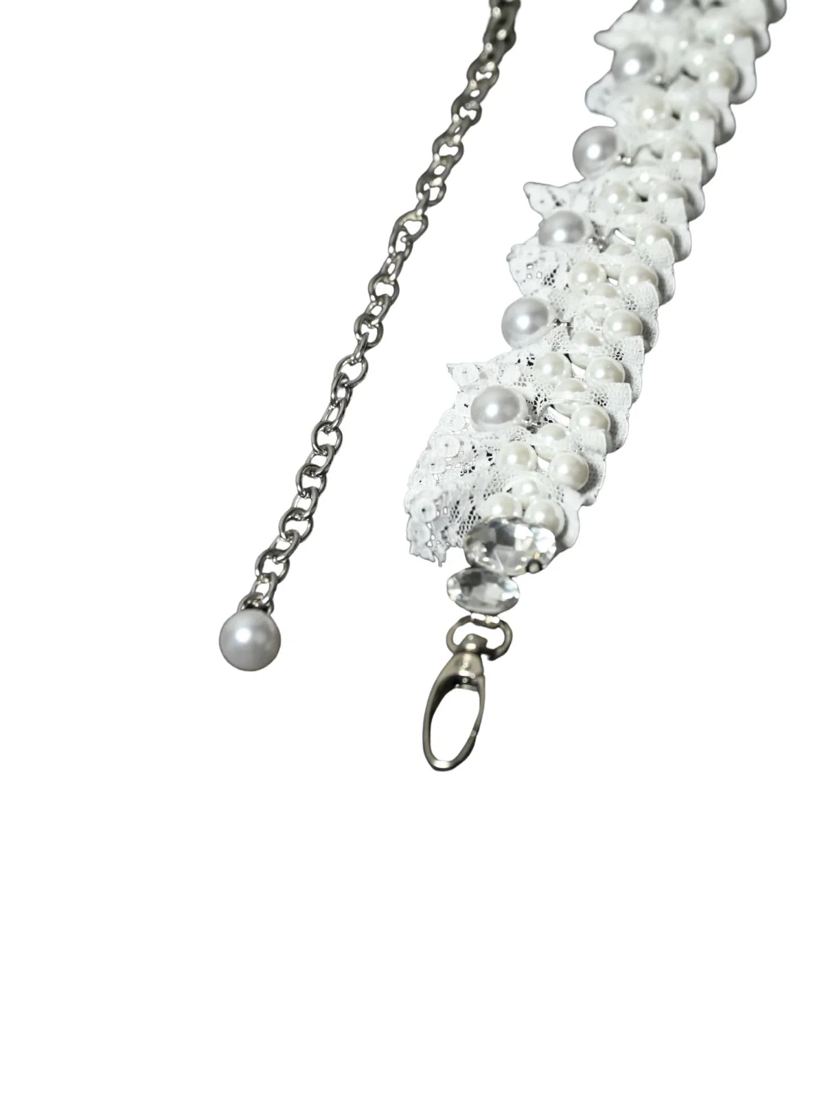Odette White Alloy Embellished Belt For Women - Image 5