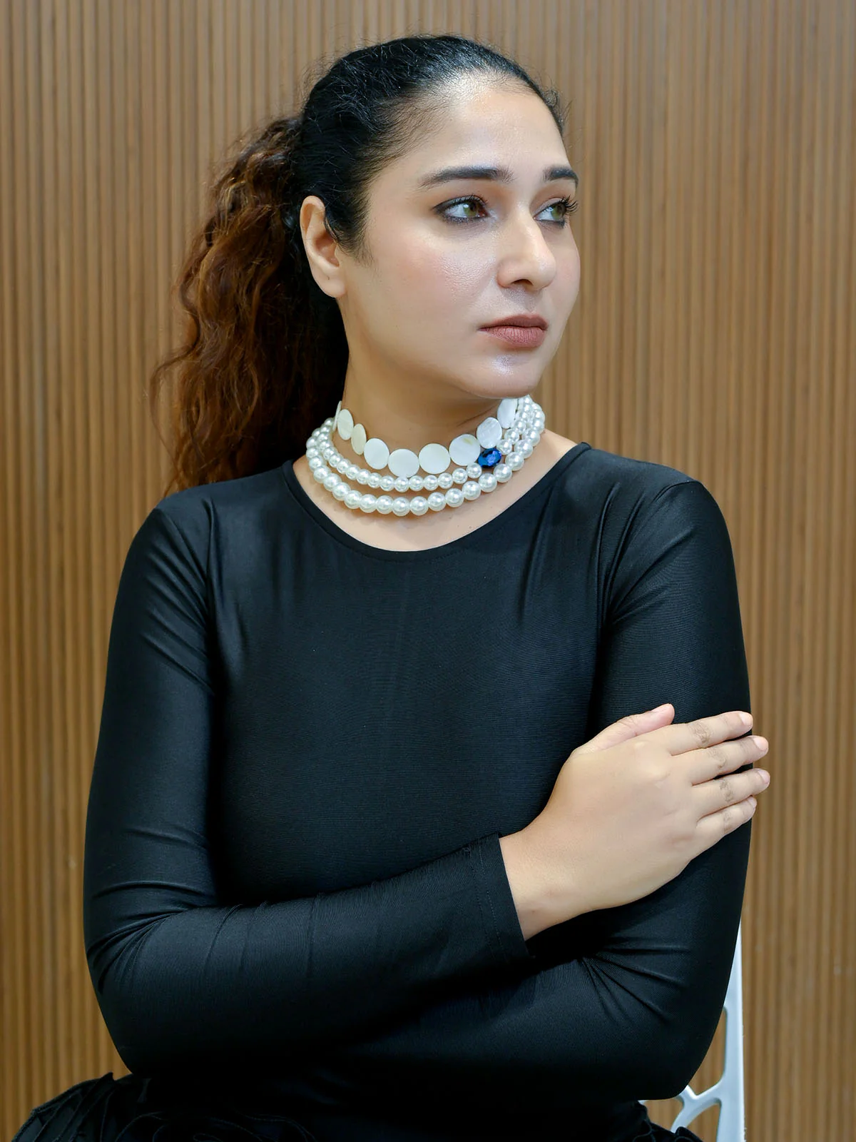 Odette White Alloy Embellished Neckpiece For Women - Image 2