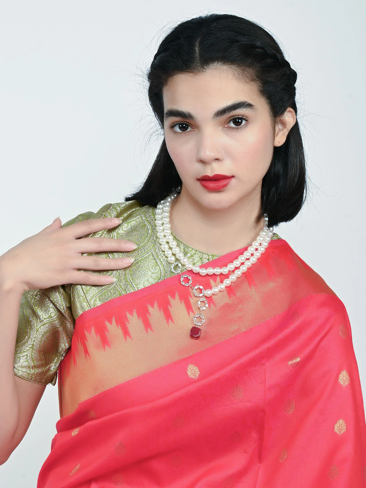 Odette White Alloy Pearl And Stone Embellished Neckpiece For Women - Image 2