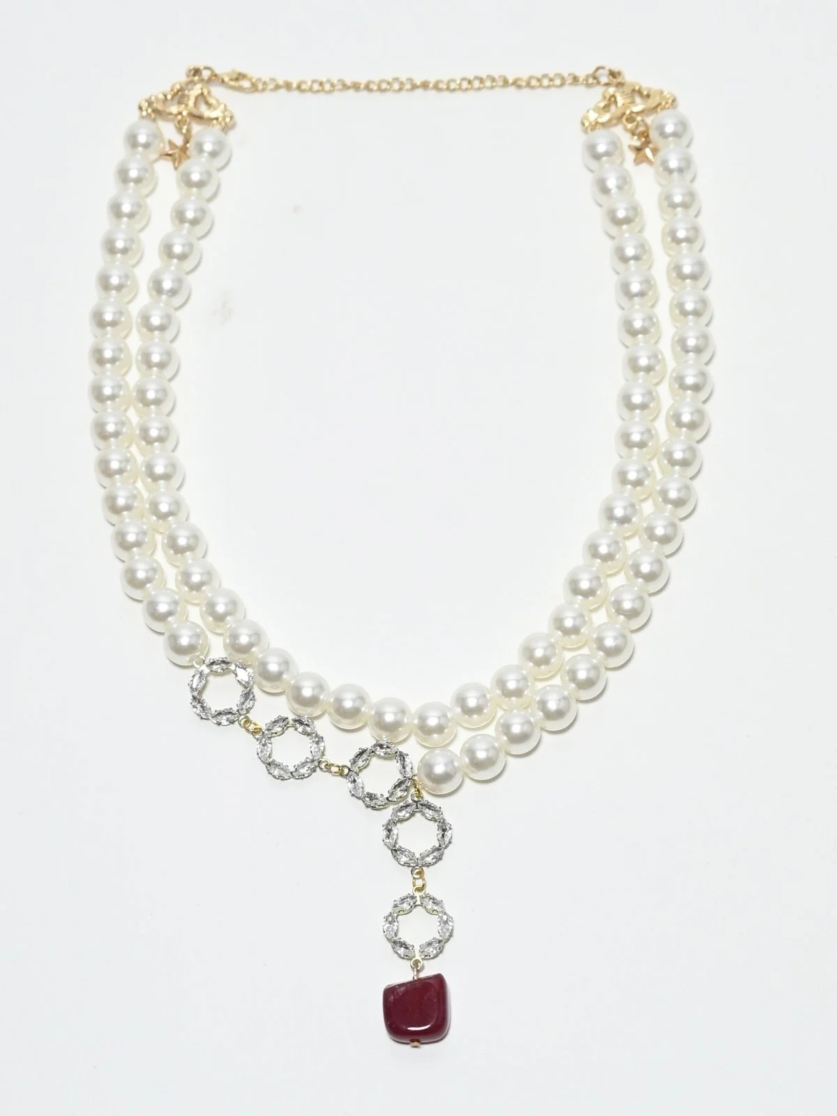 Odette White Alloy Pearl And Stone Embellished Neckpiece For Women - Image 3