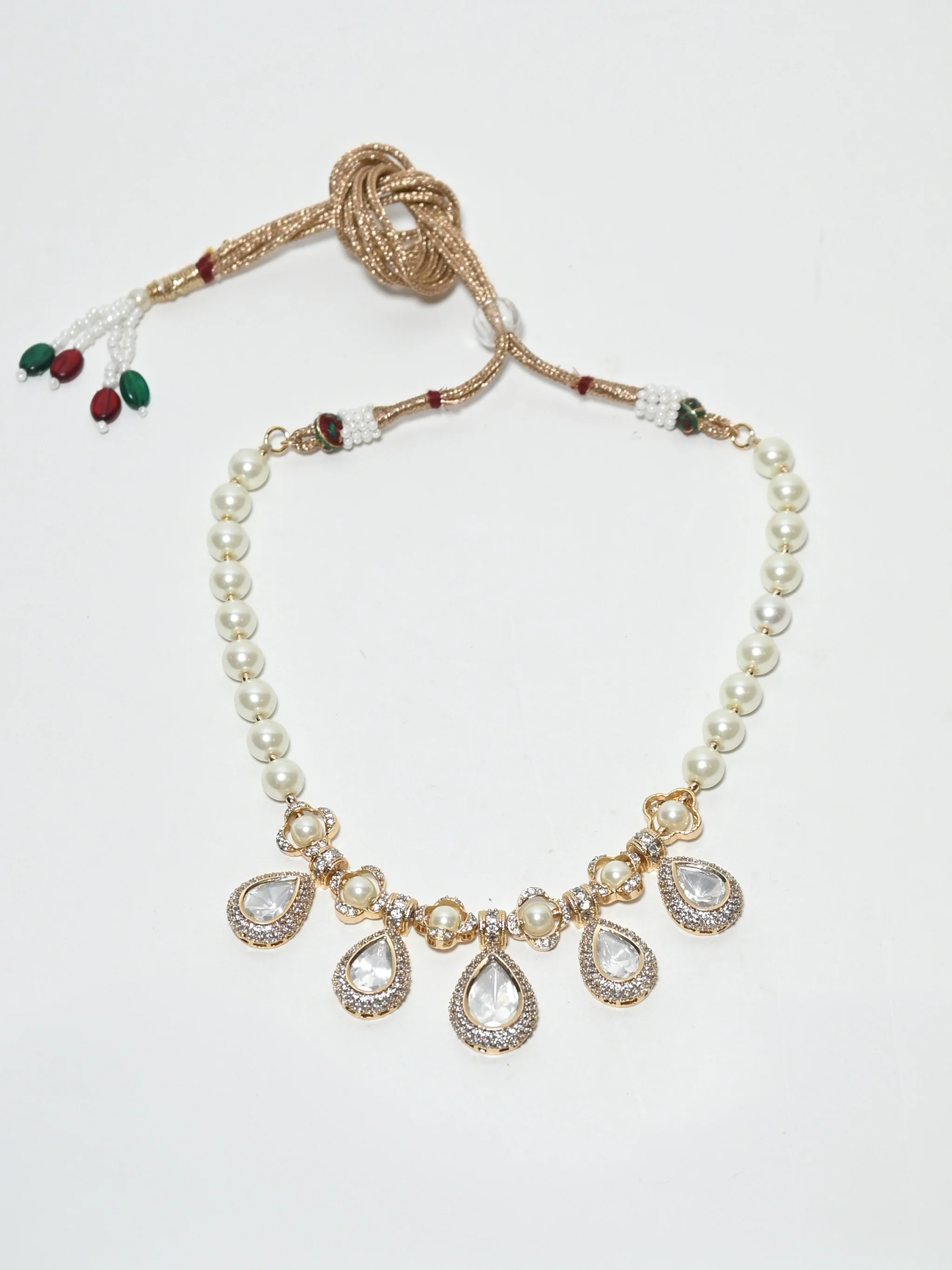 Odette White Alloy Pearl And Stone Jewellery Set For Women - Image 4