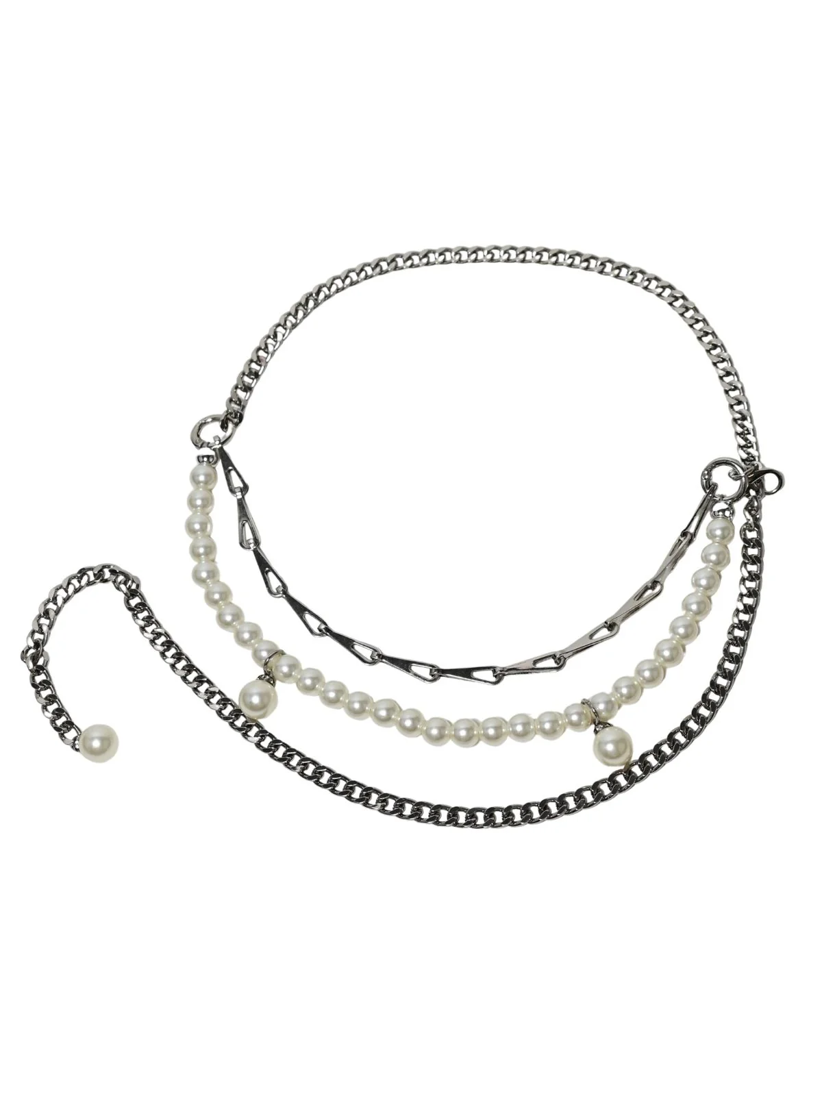 Odette White Alloy Pearl Belt For Women - Image 2