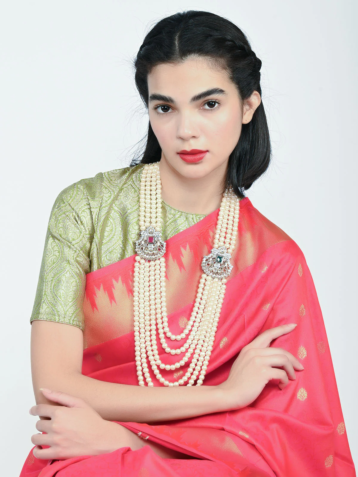 Odette White Alloy Pearl Embellished Neckpiece For Women - Image 2