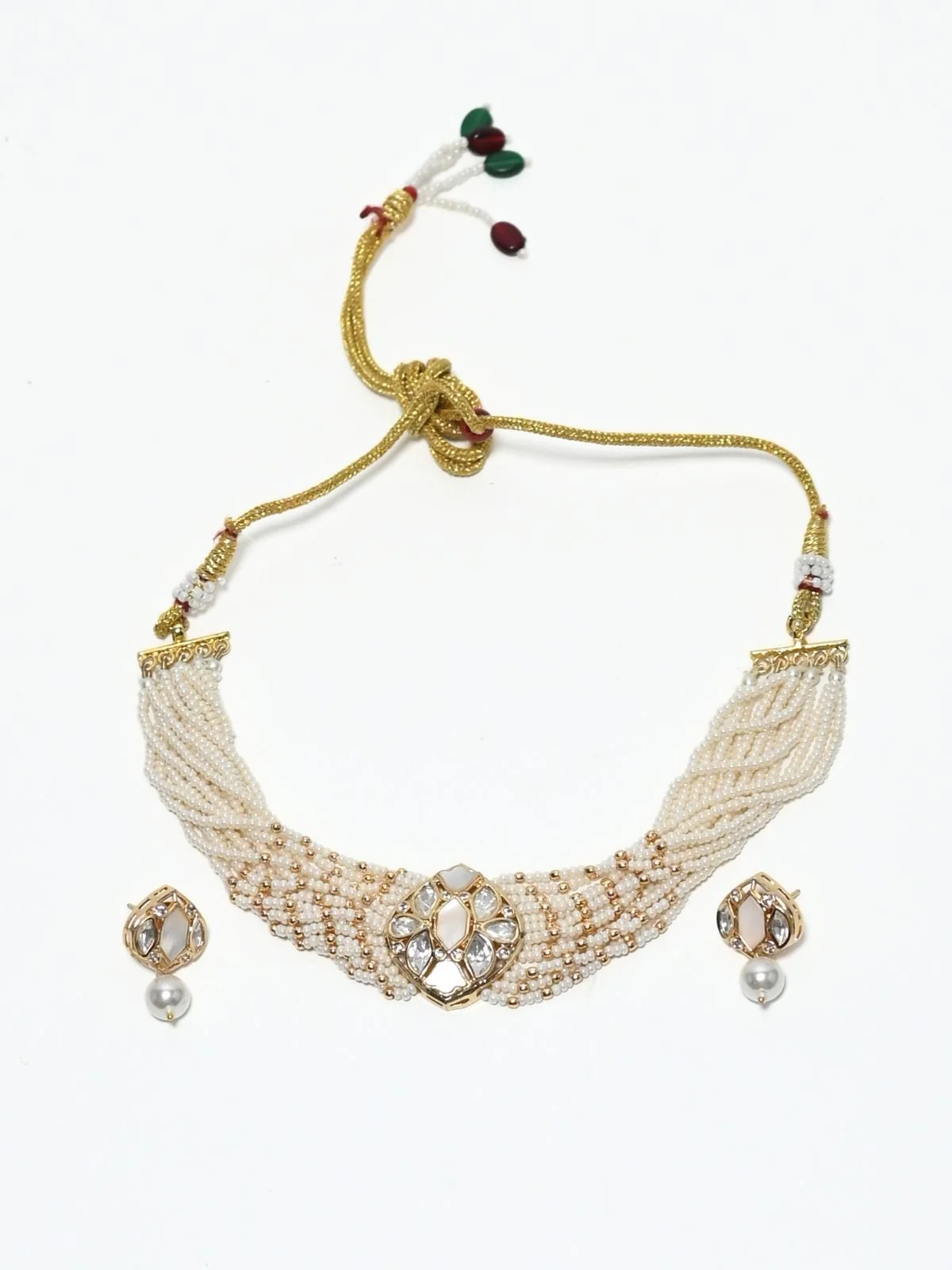 Odette White Alloy Pearl Jewellery Set For Women - Image 3