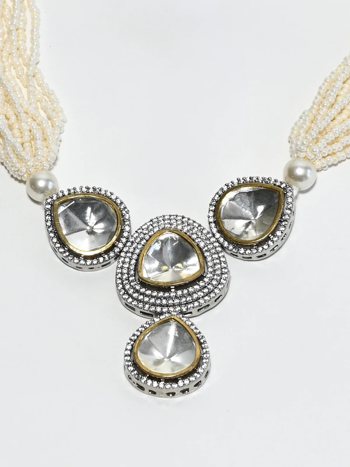 Odette White Alloy Stone Jewellery Set For Women - Image 5