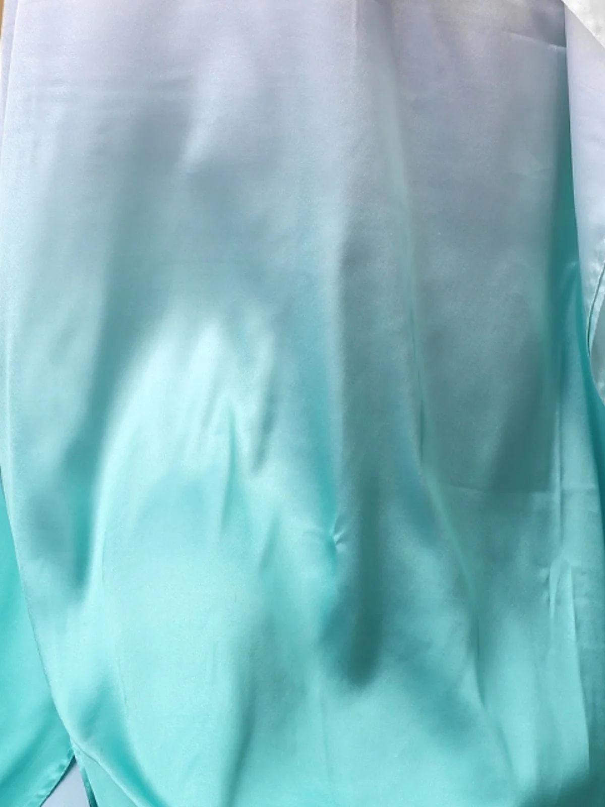 Odette White And Blue Satin Printed Kaftan For Women - Image 5