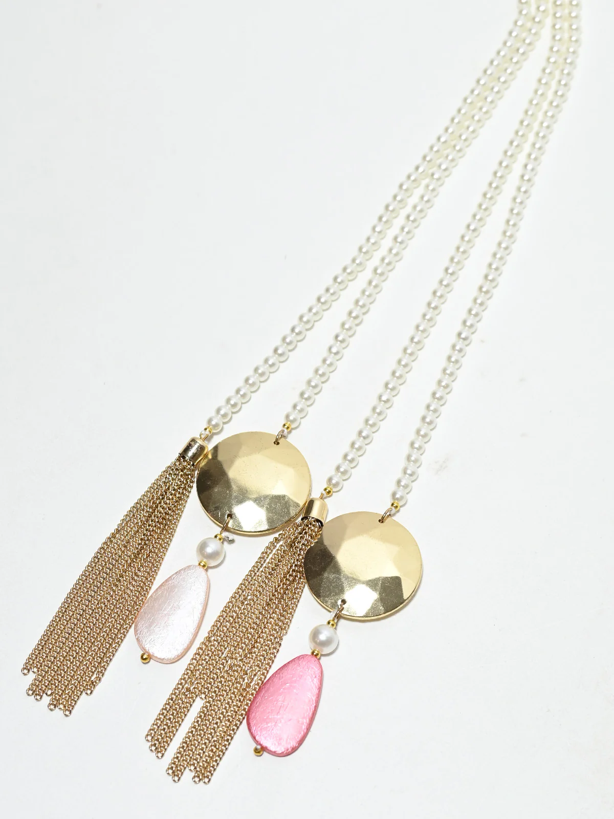 Odette White And Gold Alloy Pearl Embellished Tie For Women - Image 2