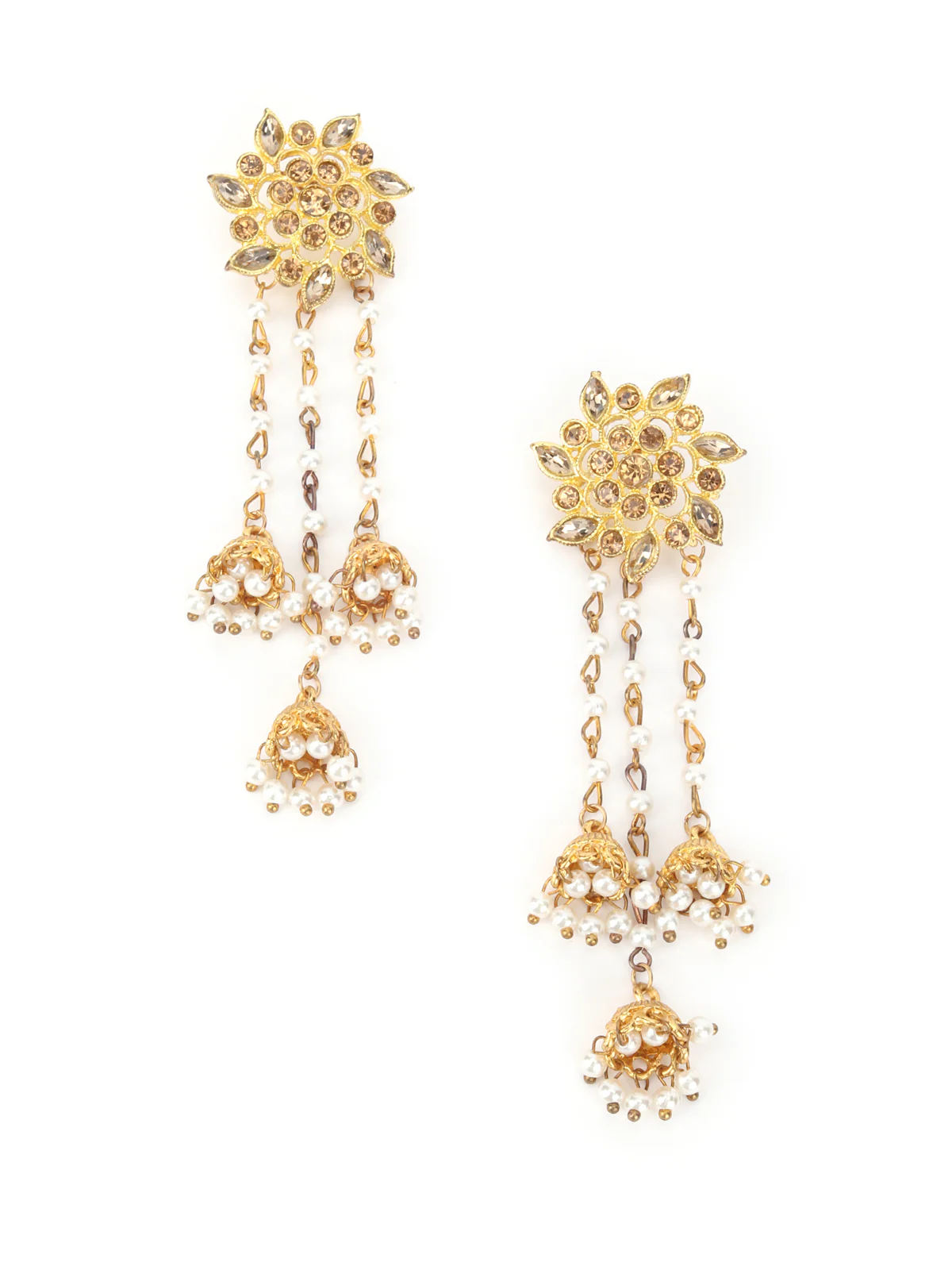 Odette White And Gold Dangler Earring For Women - Image 2