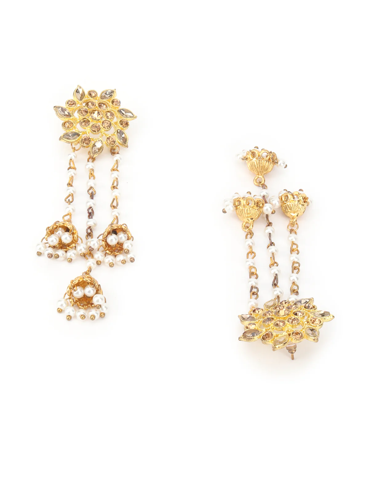 Odette White And Gold Dangler Earring For Women - Image 3