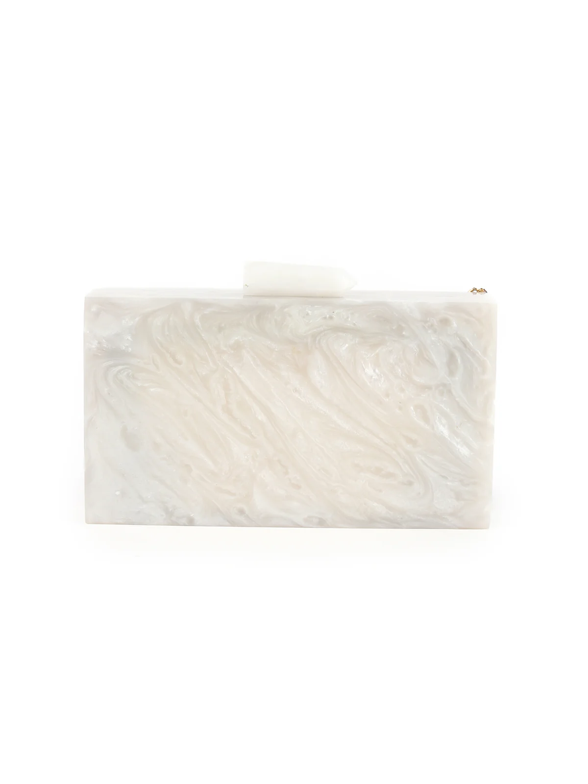 Odette White And Gold Resin Box Clutch Bag For Women - Image 3