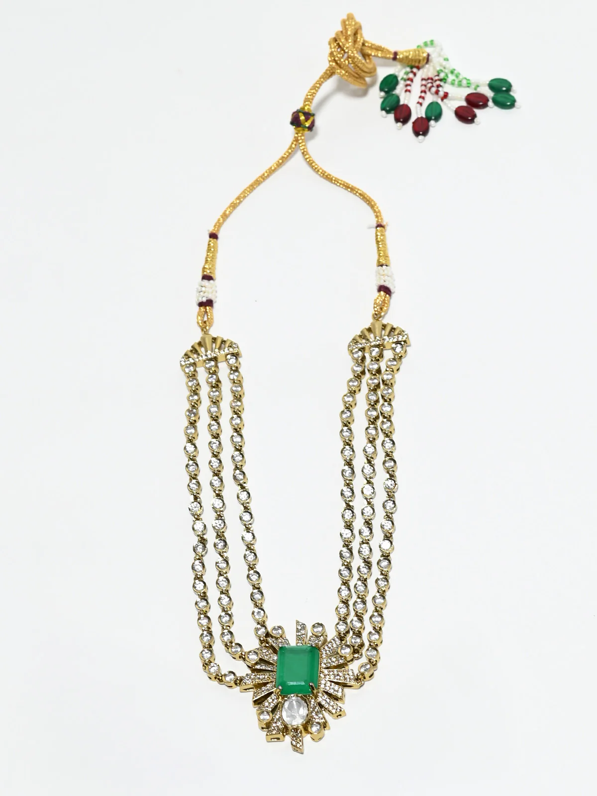 Odette White And Green Alloy Stone Jewellery Set For Women - Image 3