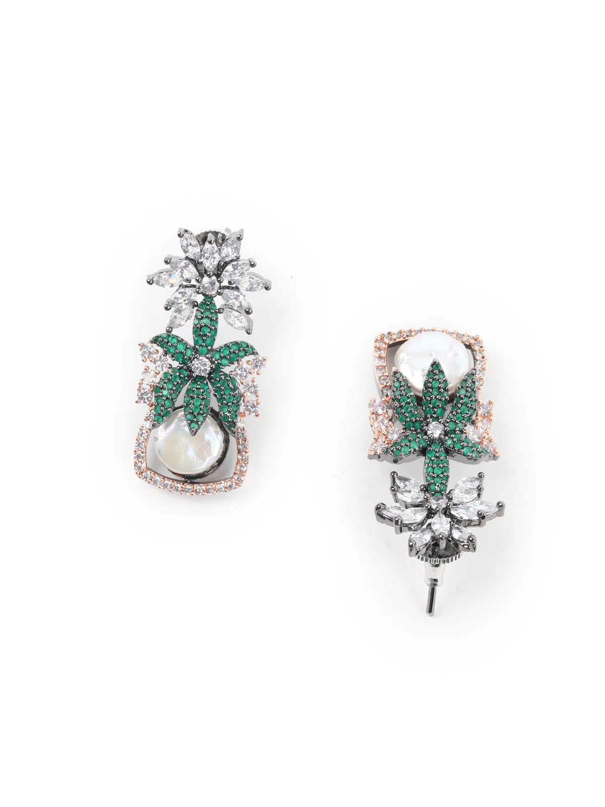 Odette White and Green Gemstone Embellished Necklace Set for Women - Image 6