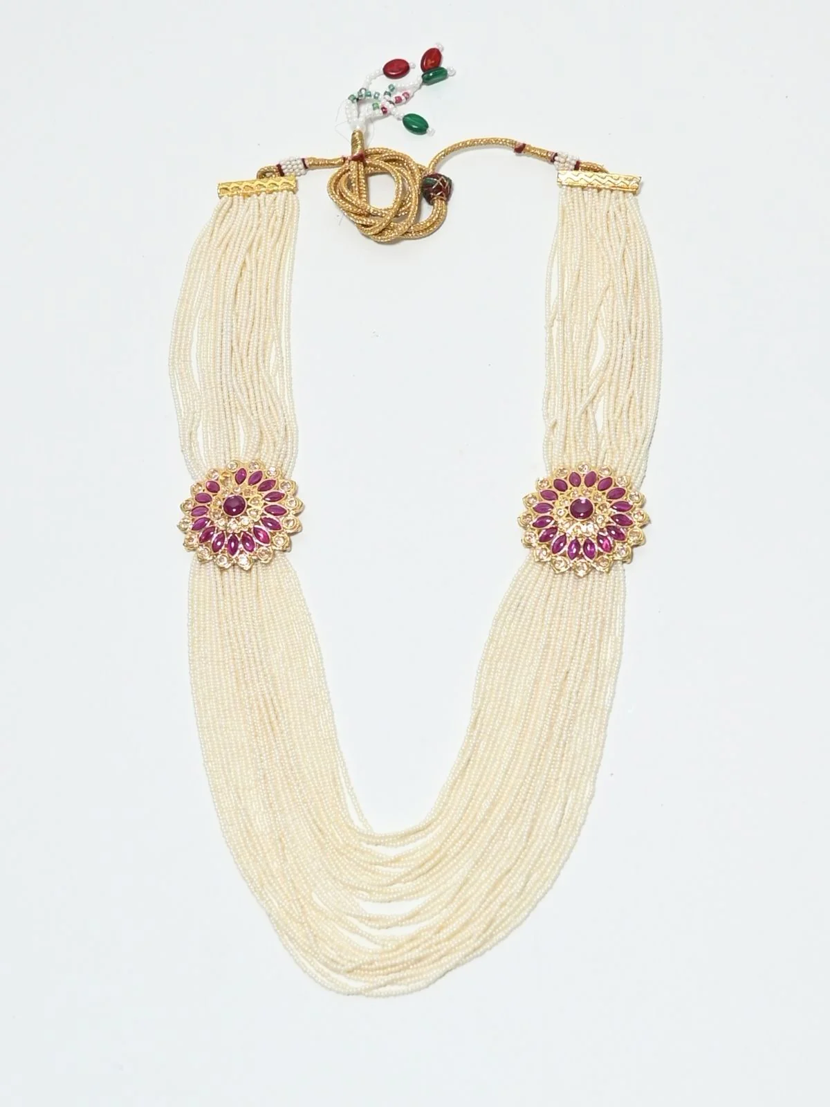 Odette White And Pink Alloy Beaded Pearl Jewellery Set For Women - Image 4
