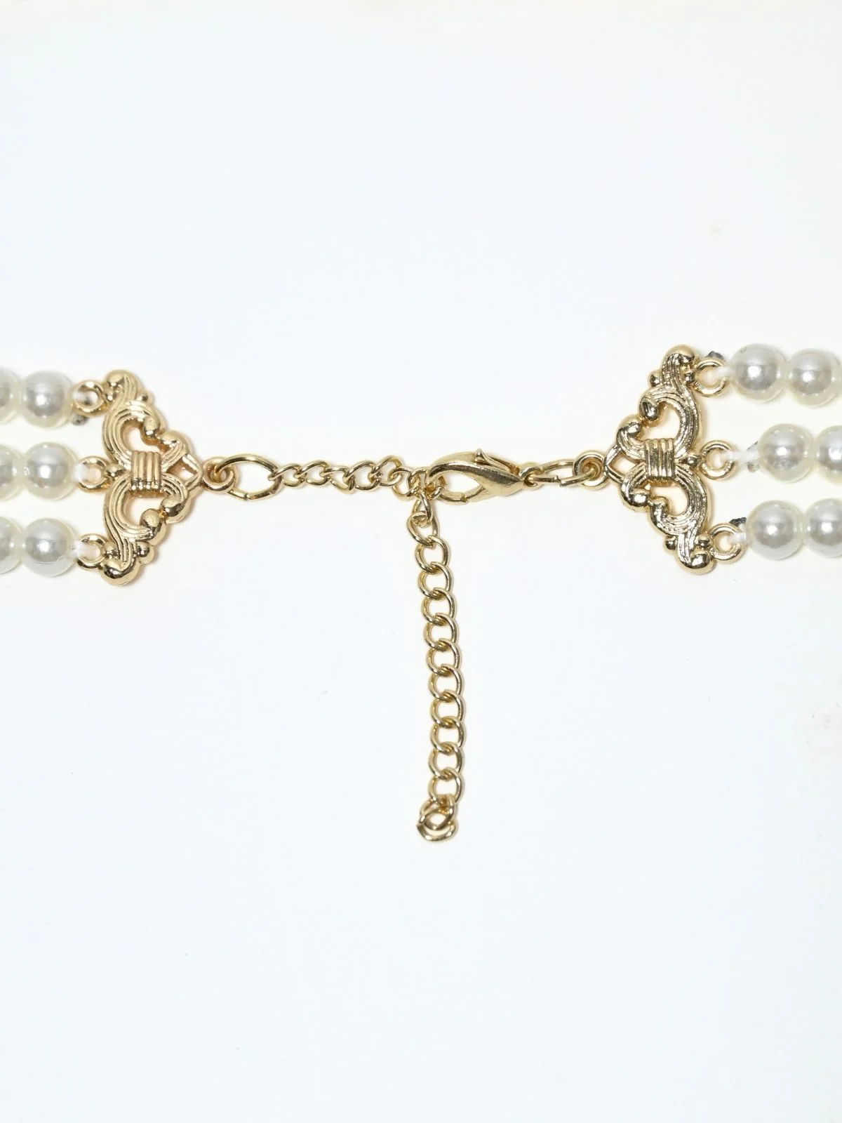 Odette White And Pink Alloy Pearl Embellished Neckpiece For Women - Image 6