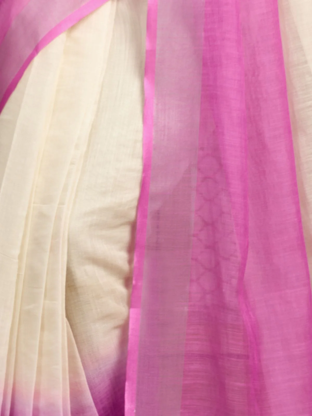 Odette White And Pink Cotton Linen Zari Work Saree For Women - Image 6
