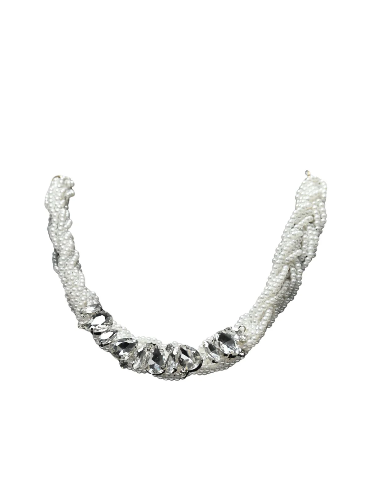 Odette White And Silver Alloy Embellished Neckpiece For Women - Image 3