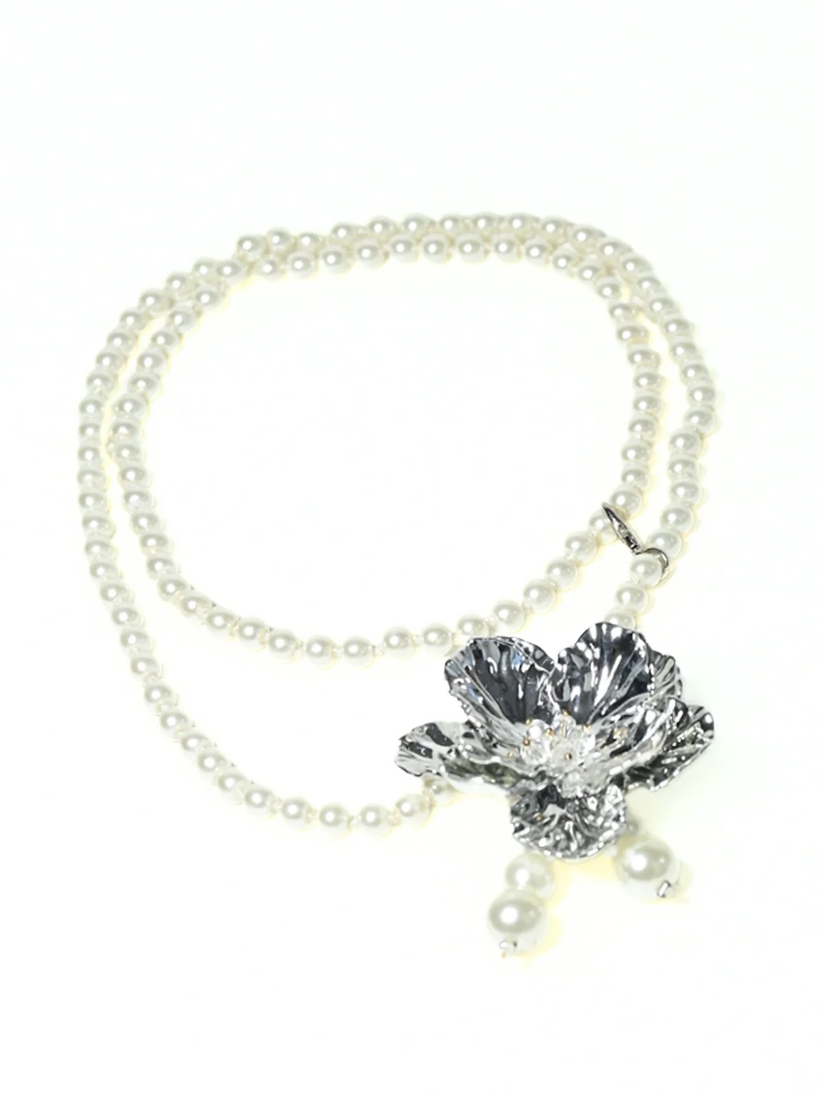 Odette White And Silver Alloy Embellished Neckpiece For Women - Image 4
