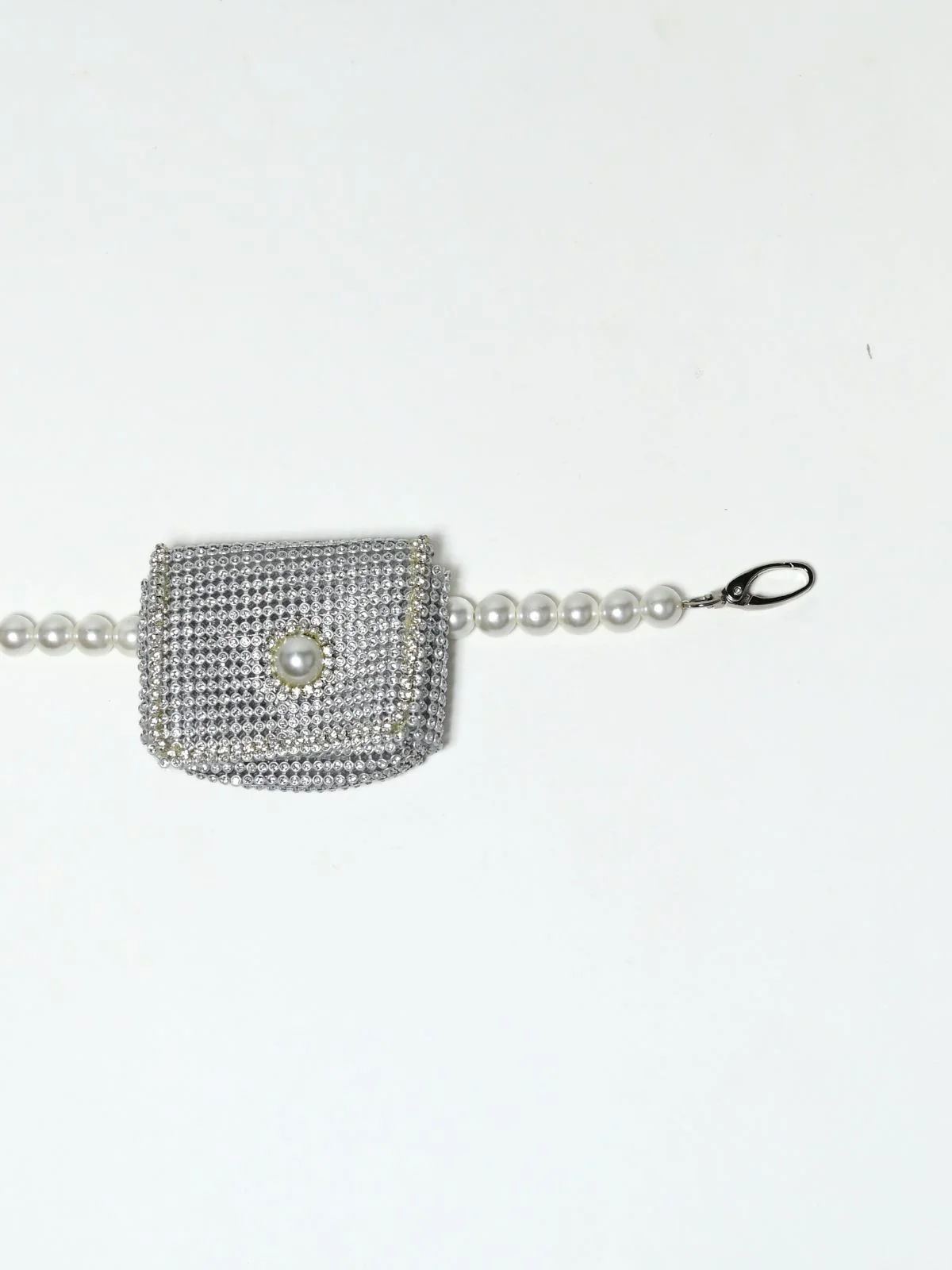 Odette White And Silver Alloy Pearl And Stone Belt Bag For Women - Image 4