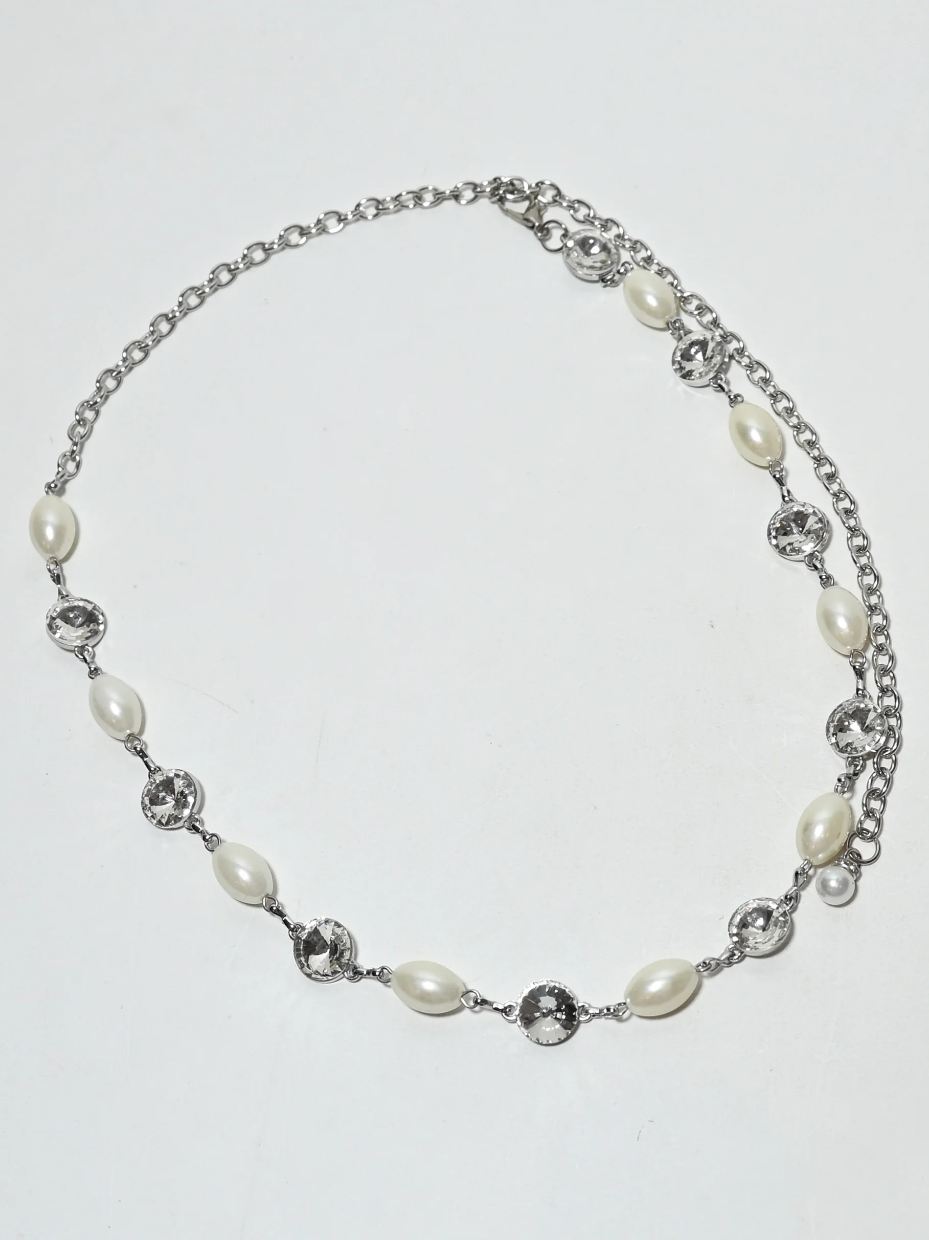 Odette White And Silver Alloy Pearl And Stone Belt For Women - Image 4