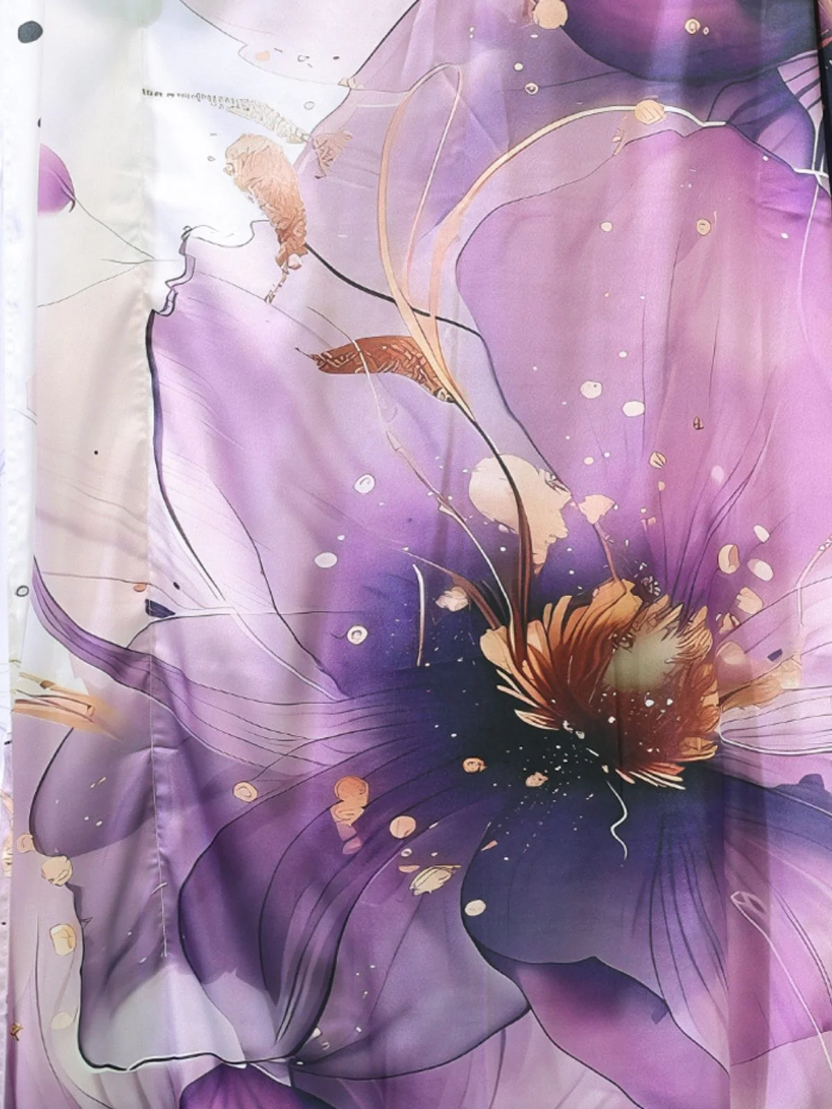 Odette White And Violet Satin Printed Kaftan For Women - Image 5