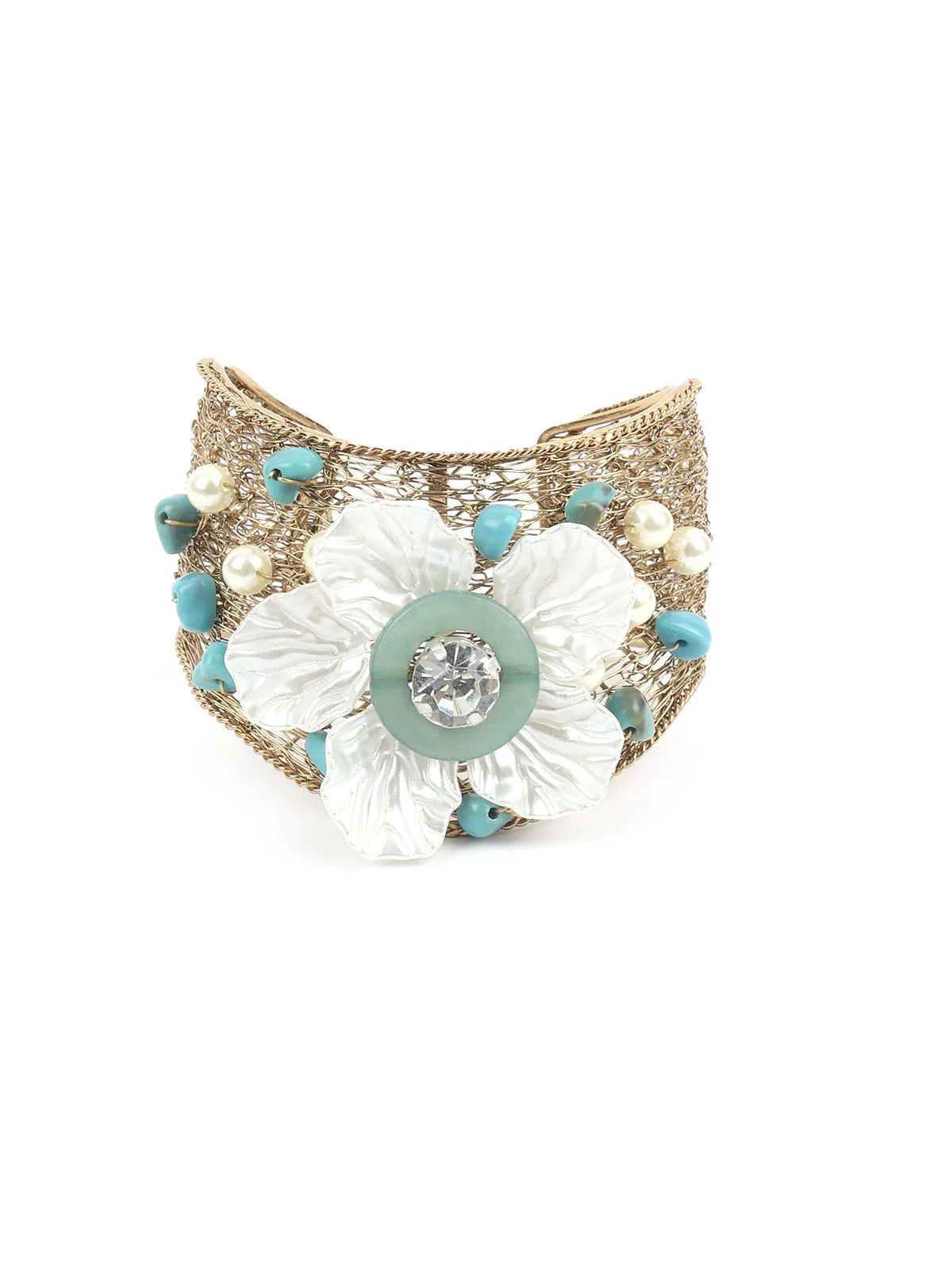 Odette White & Blue Alloy Embellished Bracelet For Women - Image 3