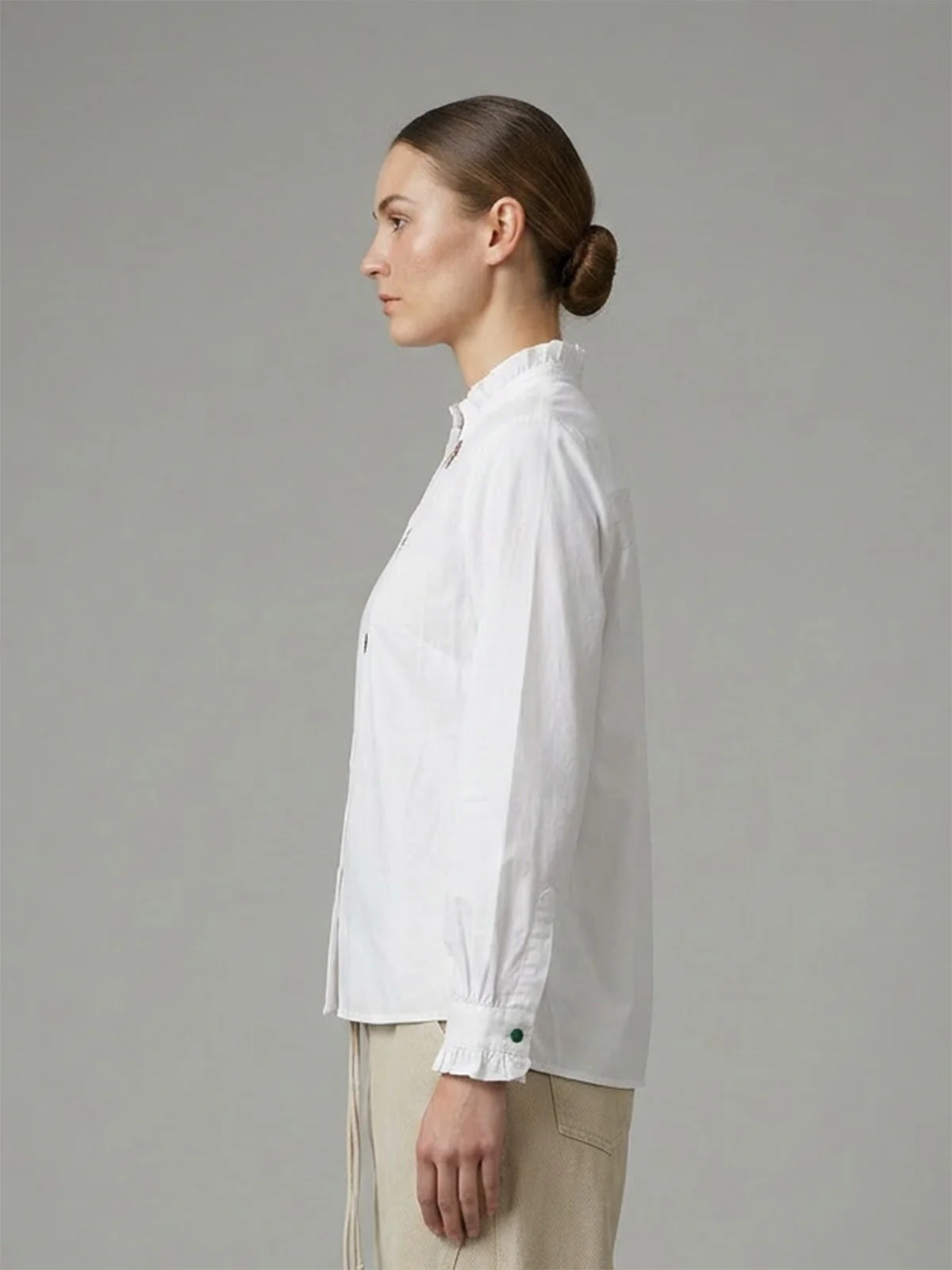 Odette White Cotton Embroidered Shirt For Women - Image 2
