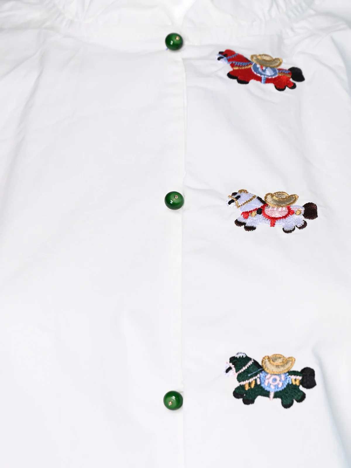 Odette White Cotton Embroidered Shirt For Women - Image 4