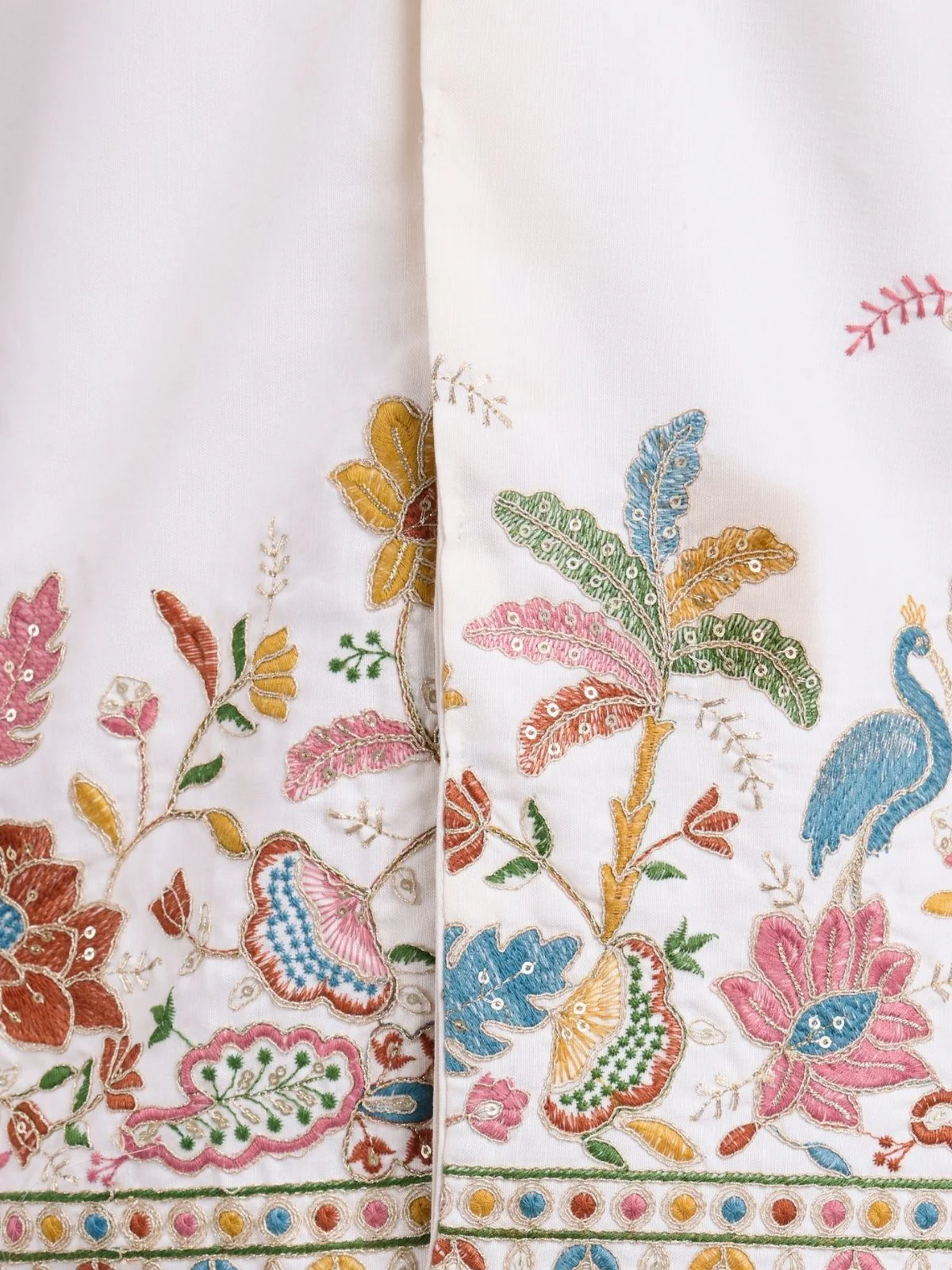Odette White Cotton Blend Embroidered Stitched Kurta For Men - Image 7