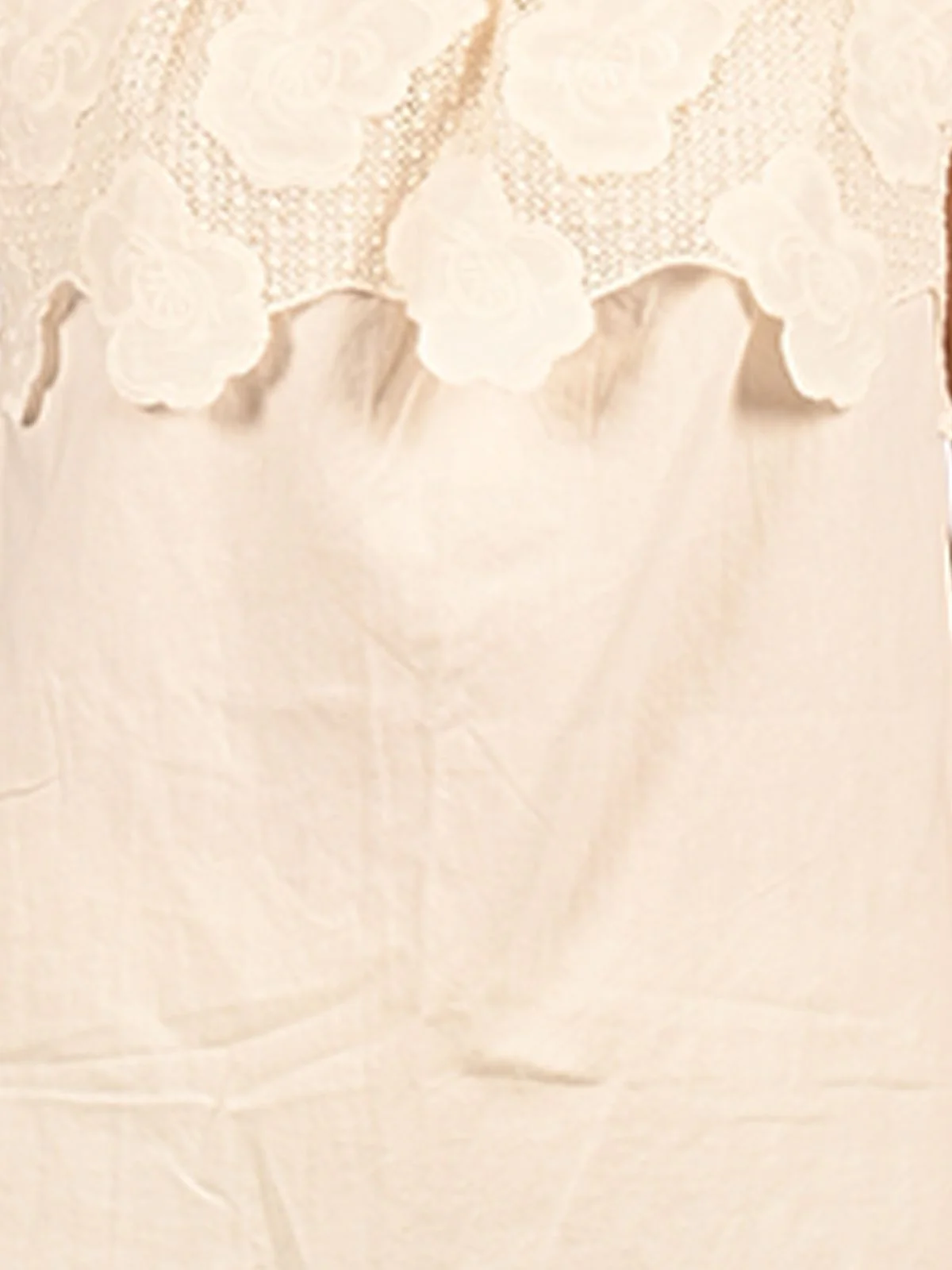Odette White Cotton Blend Lace Work Night Wear Set For Women - Image 6