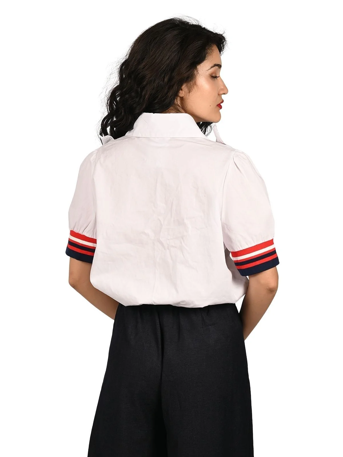 Odette White Cotton Blend Ruffle Top For Women - Image 4