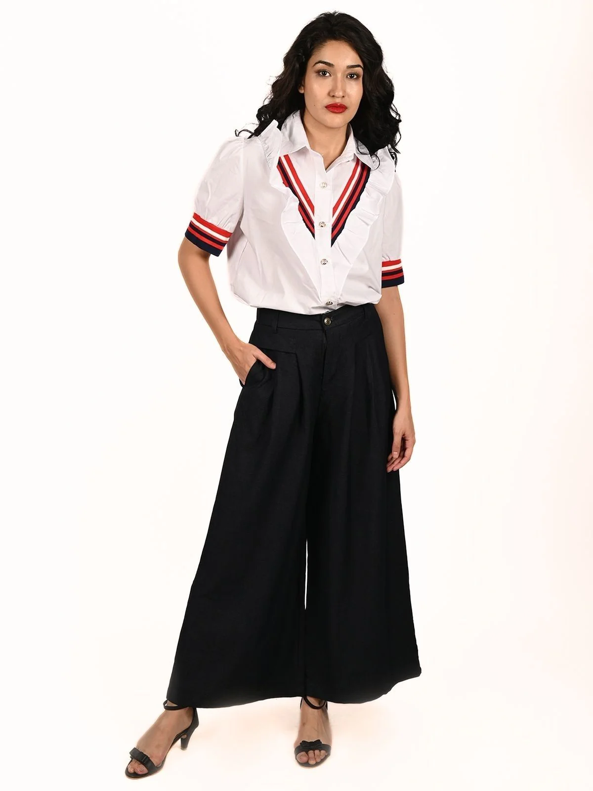 Odette White Cotton Blend Ruffle Top For Women - Image 5