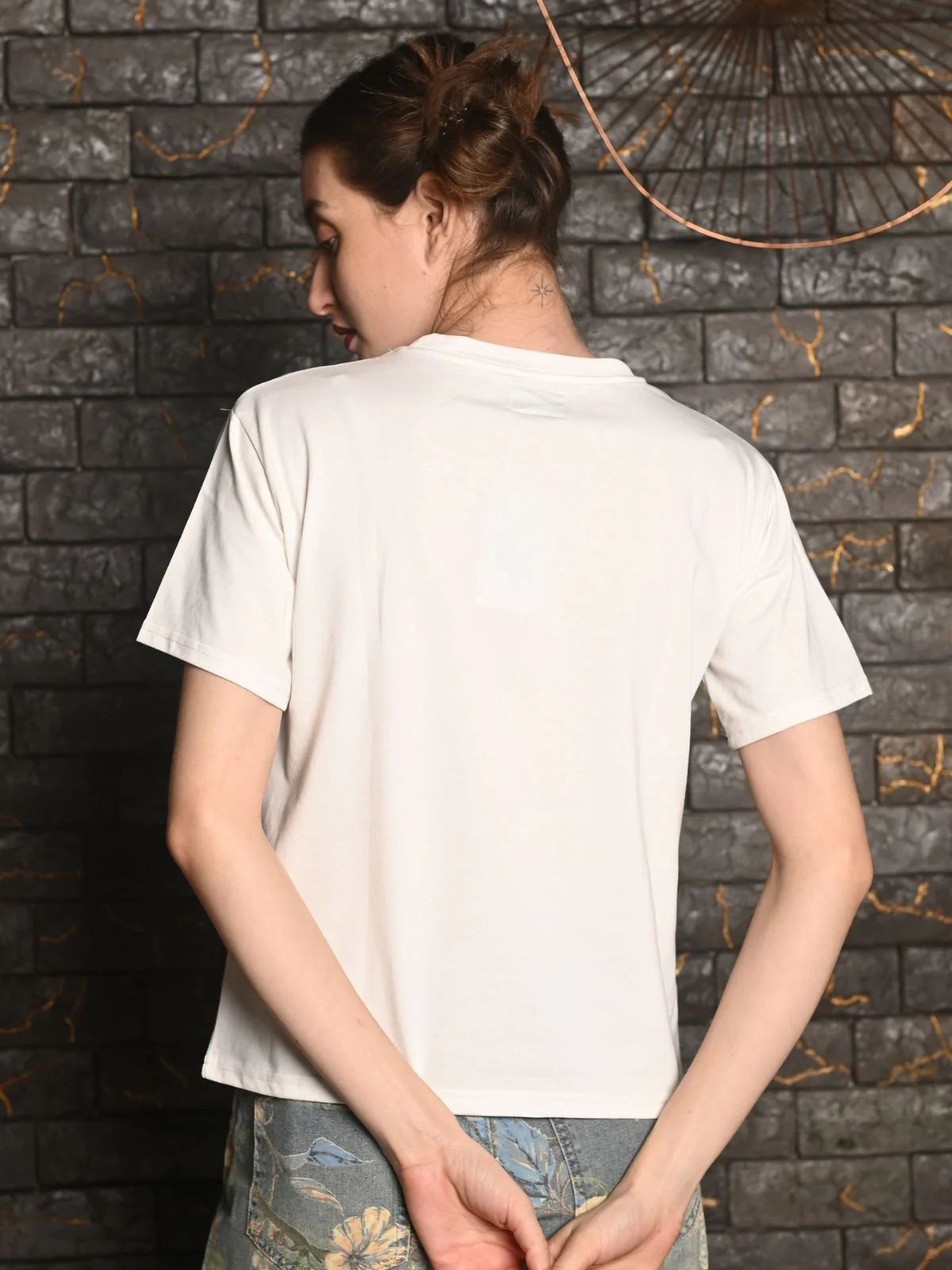 Odette White Cotton Jersey Embroidered T-Shirt For Women - Image 5