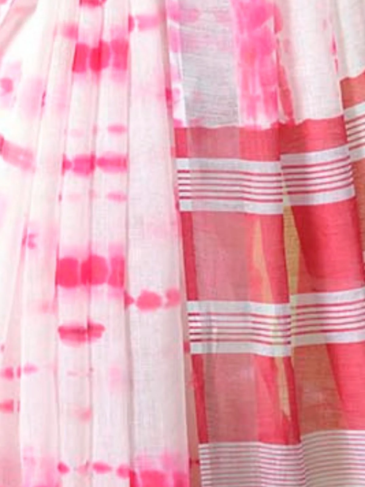 Odette White Cotton Linen Solid Printed Saree For Women - Image 6