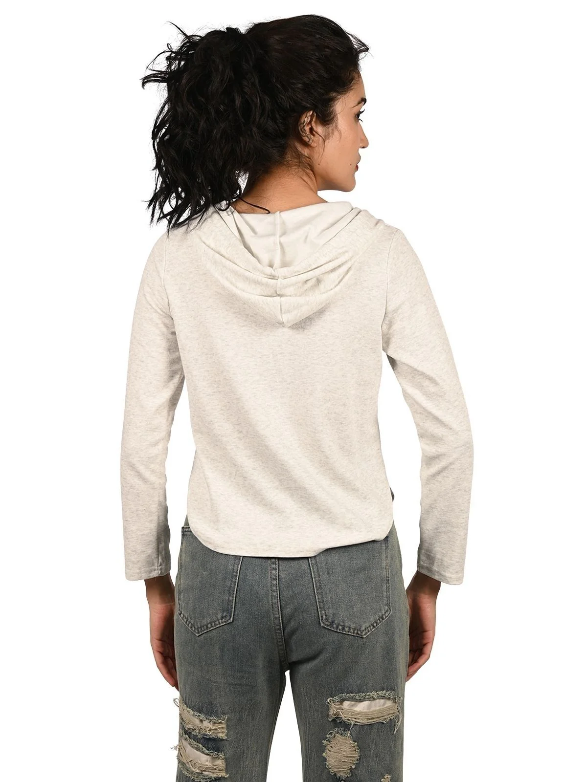 Odette White Cotton Lycra Solid Top For Women - Image 4