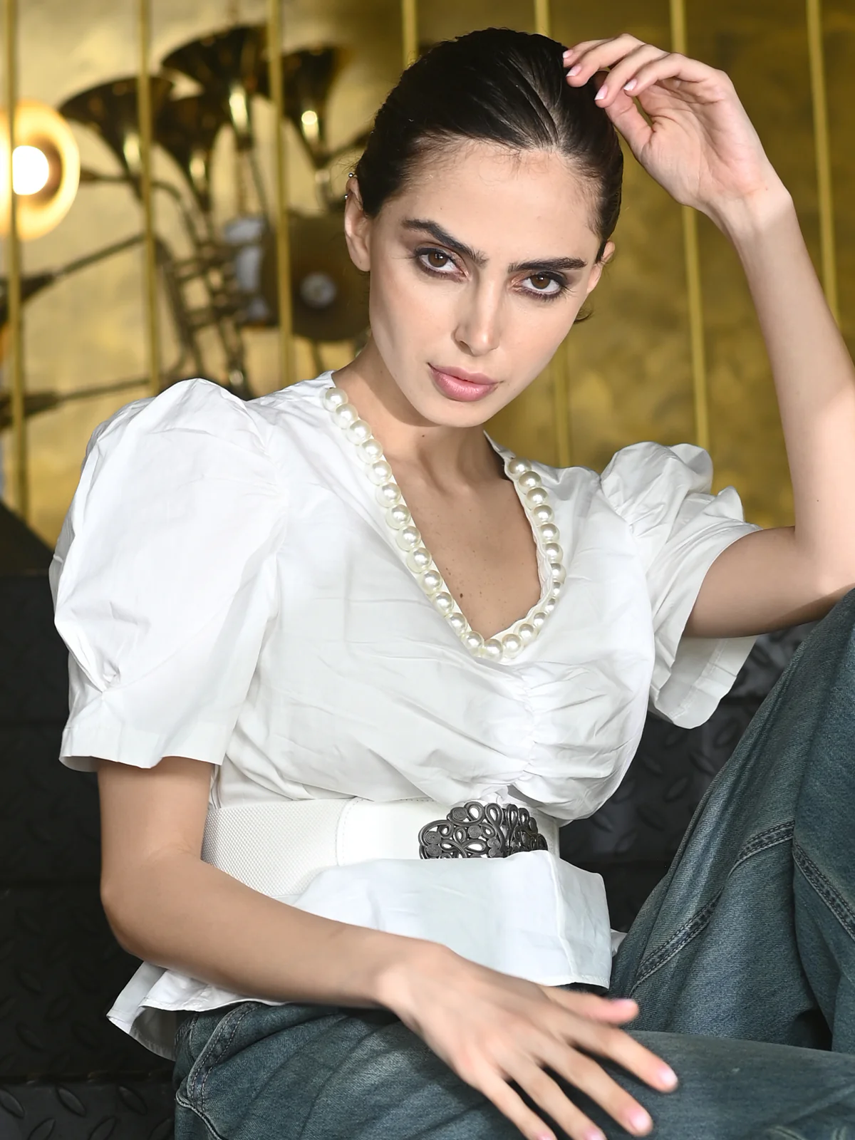 Odette White Cotton Poplin Embroidered Top For Women - Image 3