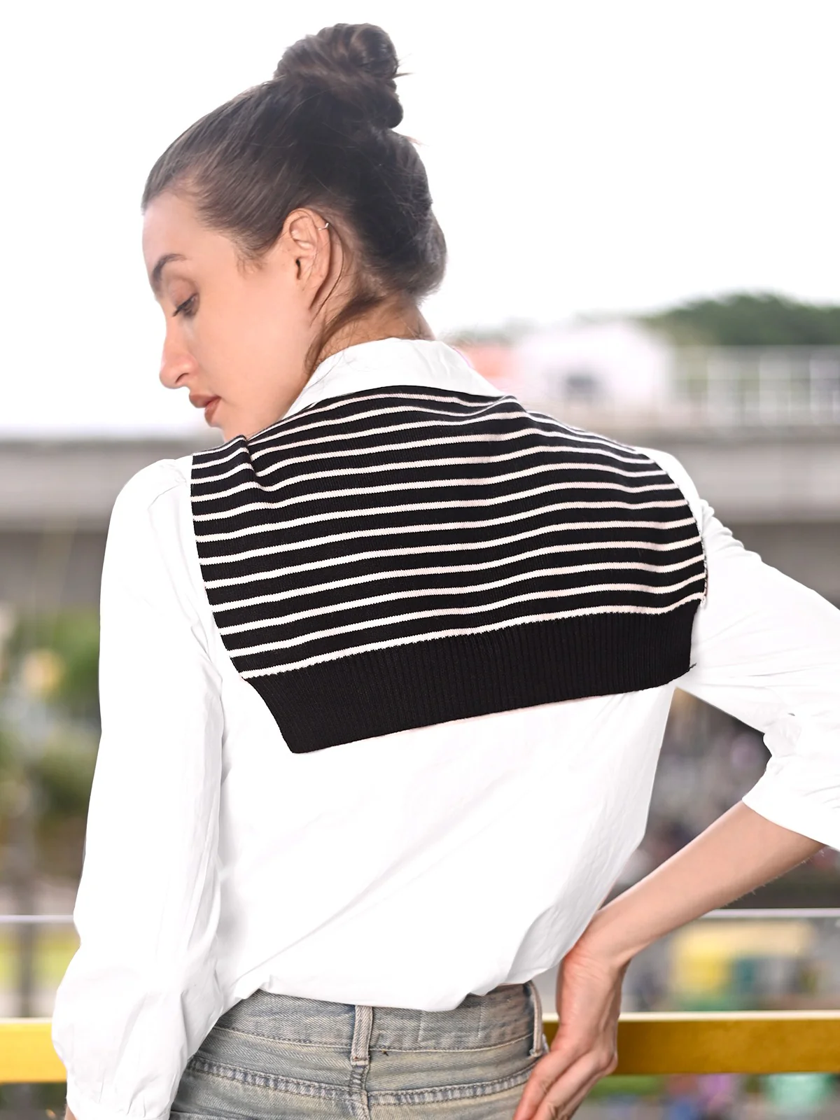 Odette White Cotton Poplin Casual Shirt for Women - Image 4