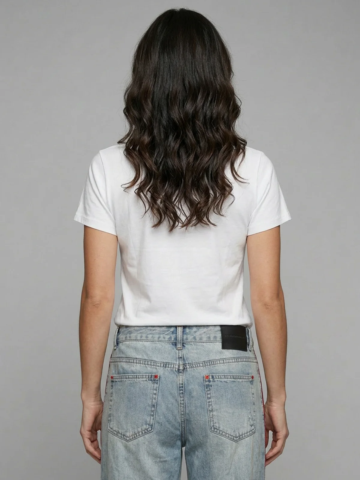 Odette White Cotton Rib Printed Top For Women - Image 3